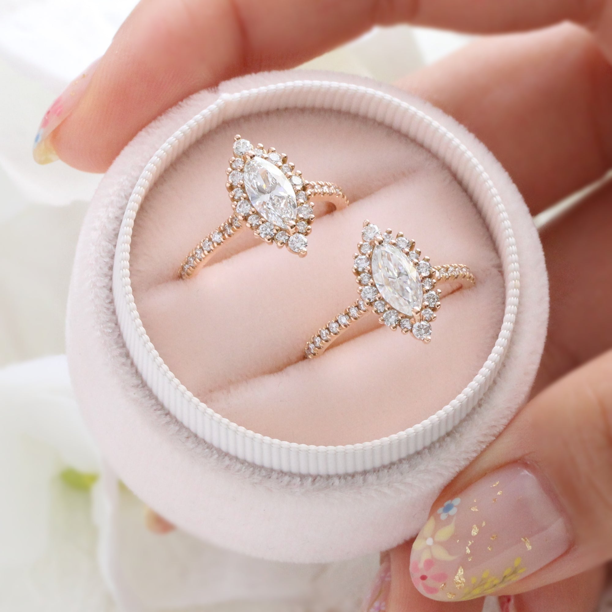 Alternative Lab Diamond Ring vs Moissanite Ring La More Design Unique engagement rings, stacking bridal ring sets