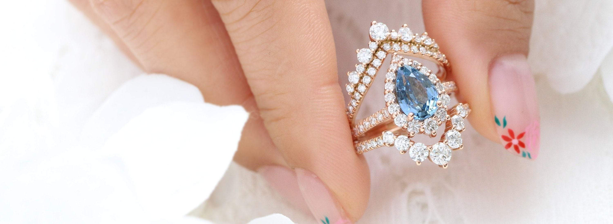 Peach stone engagement ring top
