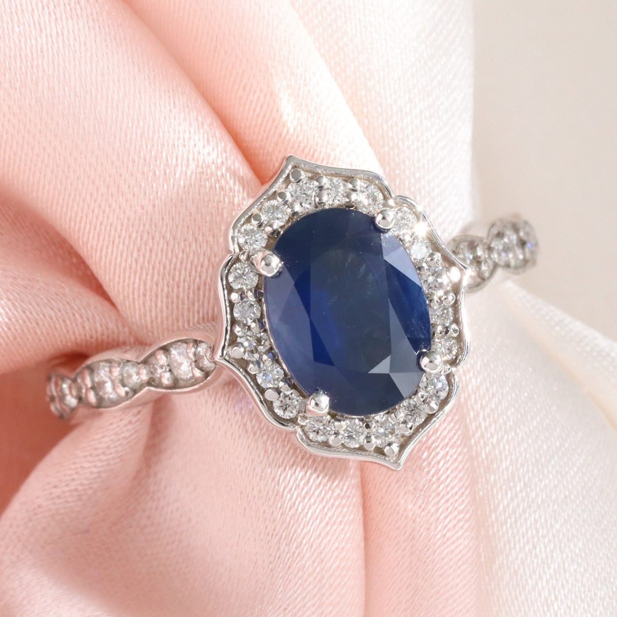 Australian dark blue sapphire ring white gold oval blue sapphire diamond engagement ring la more design jewelry