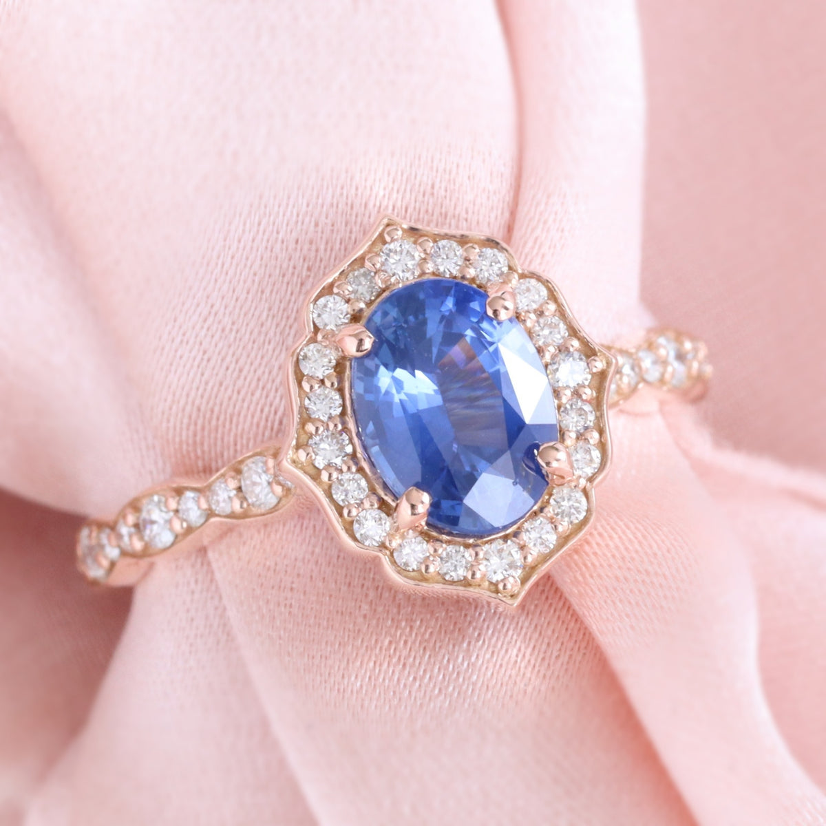 Ceylon blue sapphire ring rose gold oval blue sapphire diamond engagement ring la more design jewelry