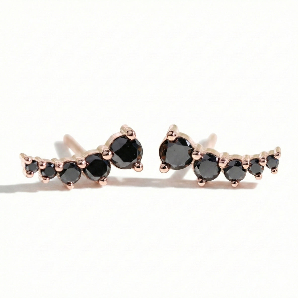 Black diamond earrings studs rose gold crawler smile diamond earrings la more design jewelry