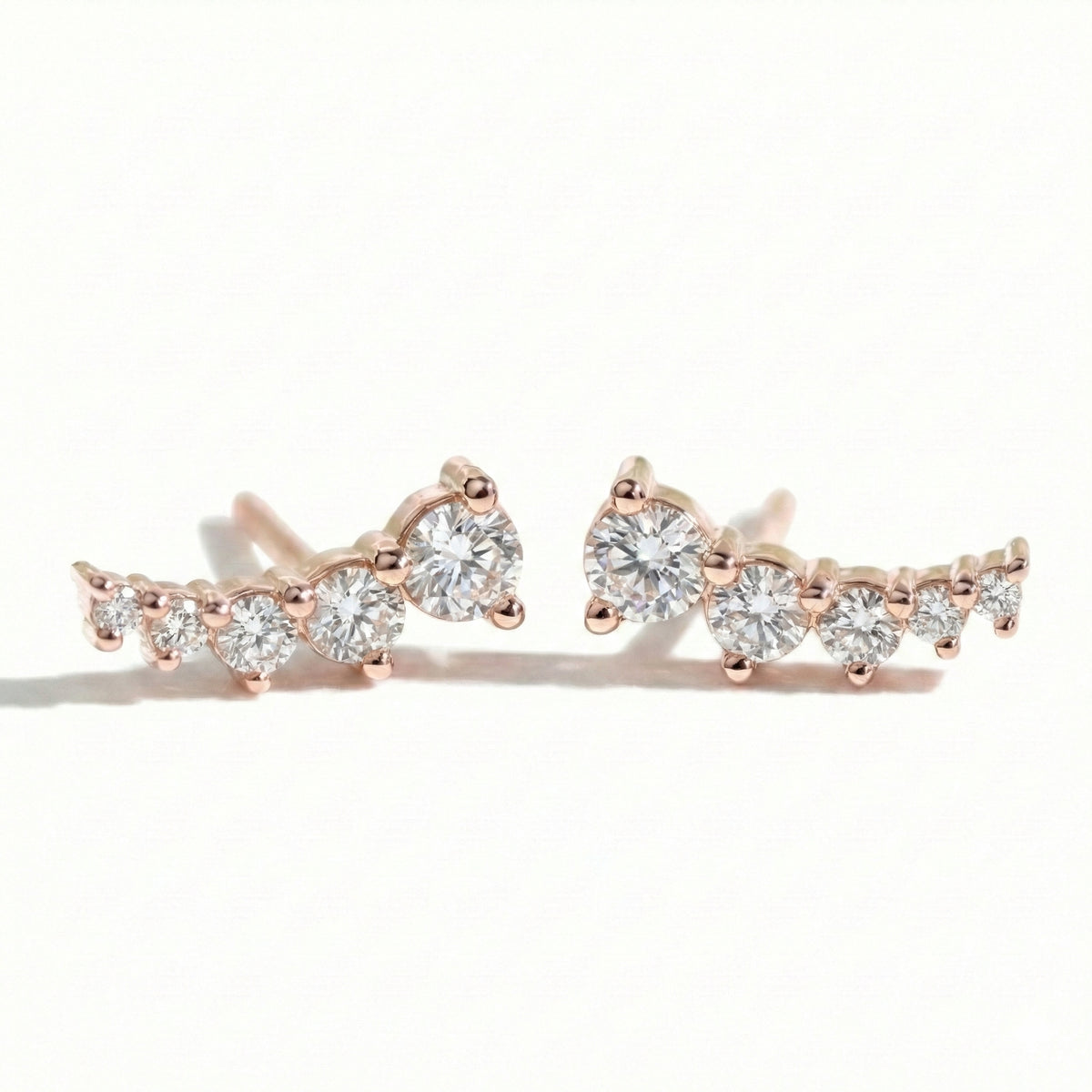Natural white diamond earrings studs rose gold crawler smile diamond earrings la more design jewelry
