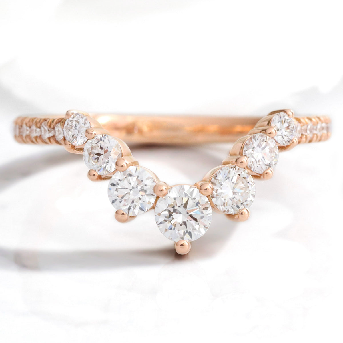 Large 7 diamond wedding band rose gold pave diamond ring la more design jewelry