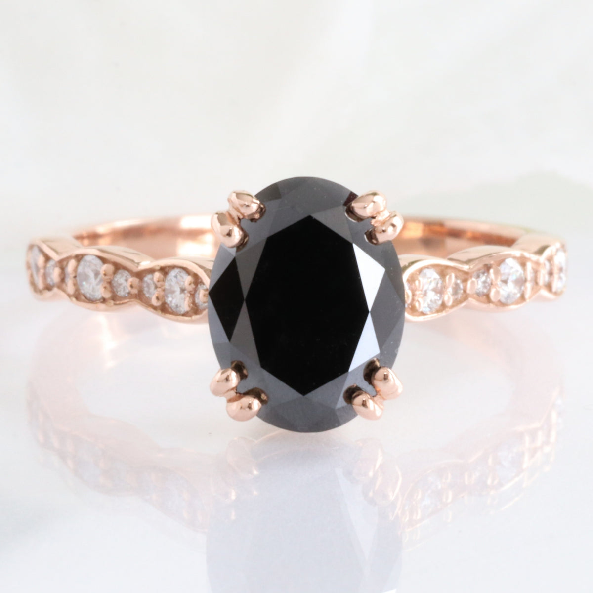 oval black diamond engagement ring rose gold black diamond solitaire ring la more design jewelry