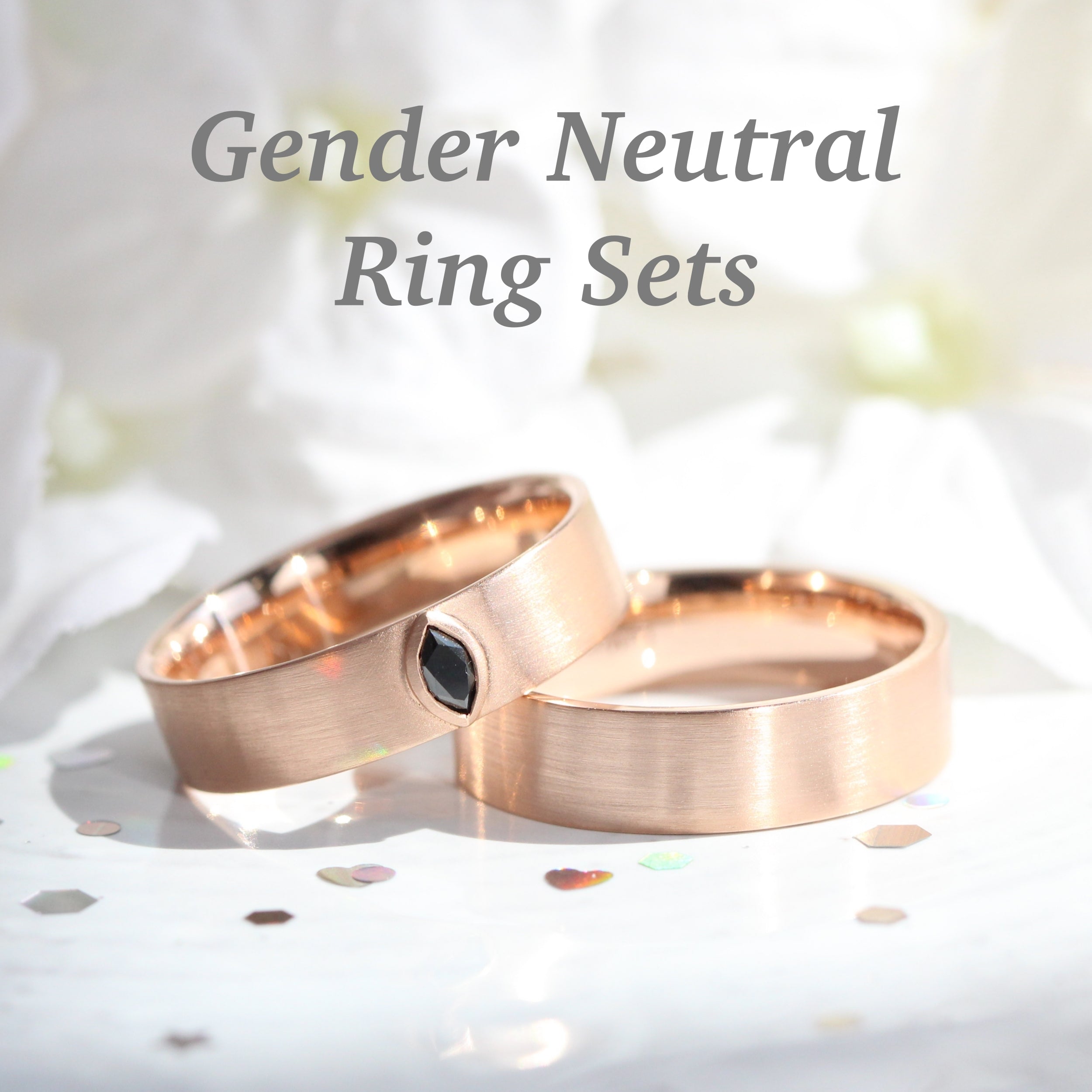 gender neutral ring wedding band set for him and her la more design jewelry