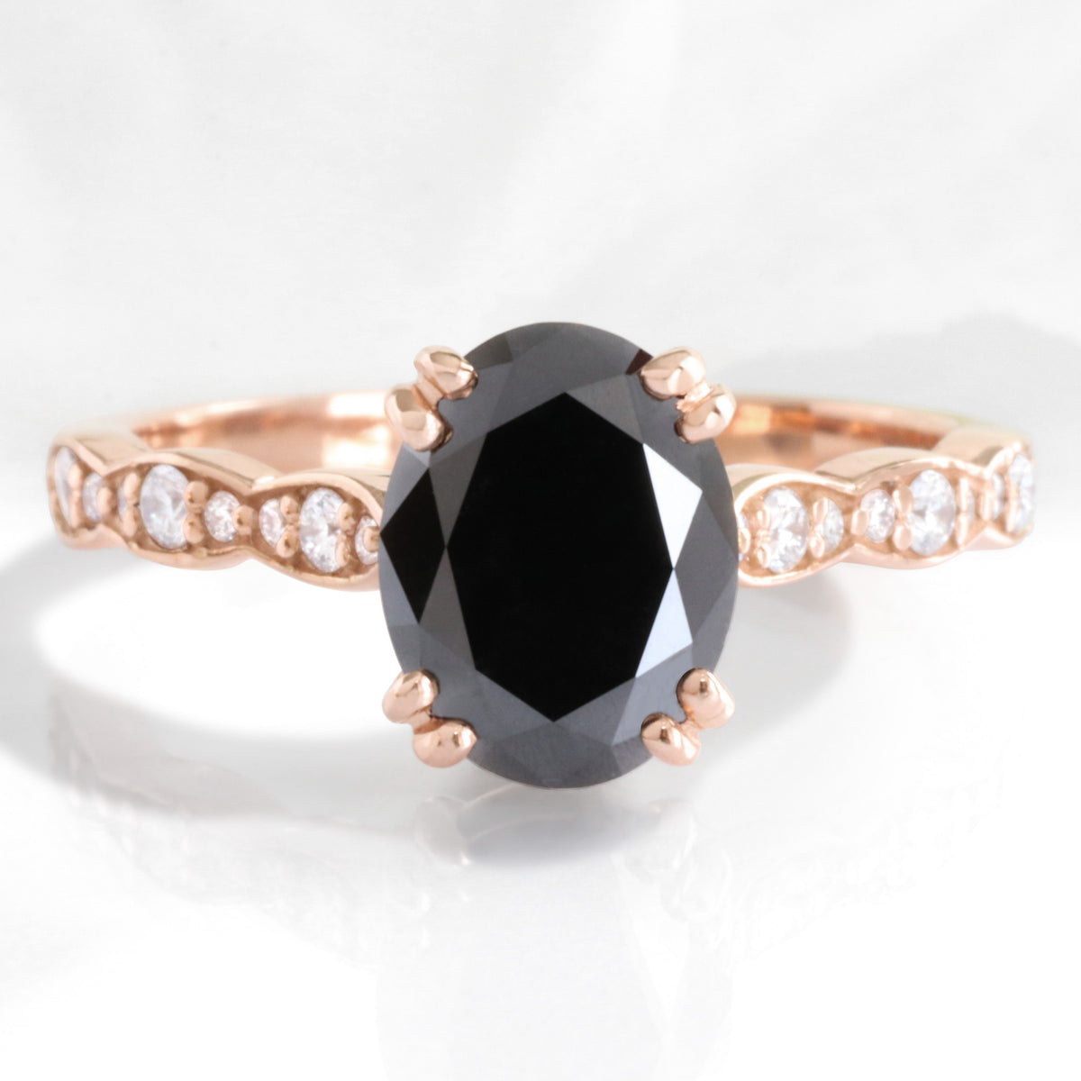 oval black diamond engagement ring rose gold black diamond solitaire ring la more design jewelry
