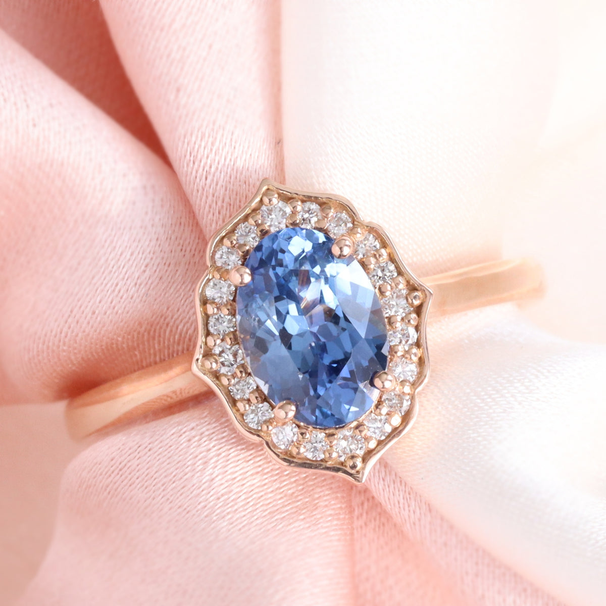 oval ceylon blue sapphire ring rose gold vintage style sapphire diamond ring la more design jewelry