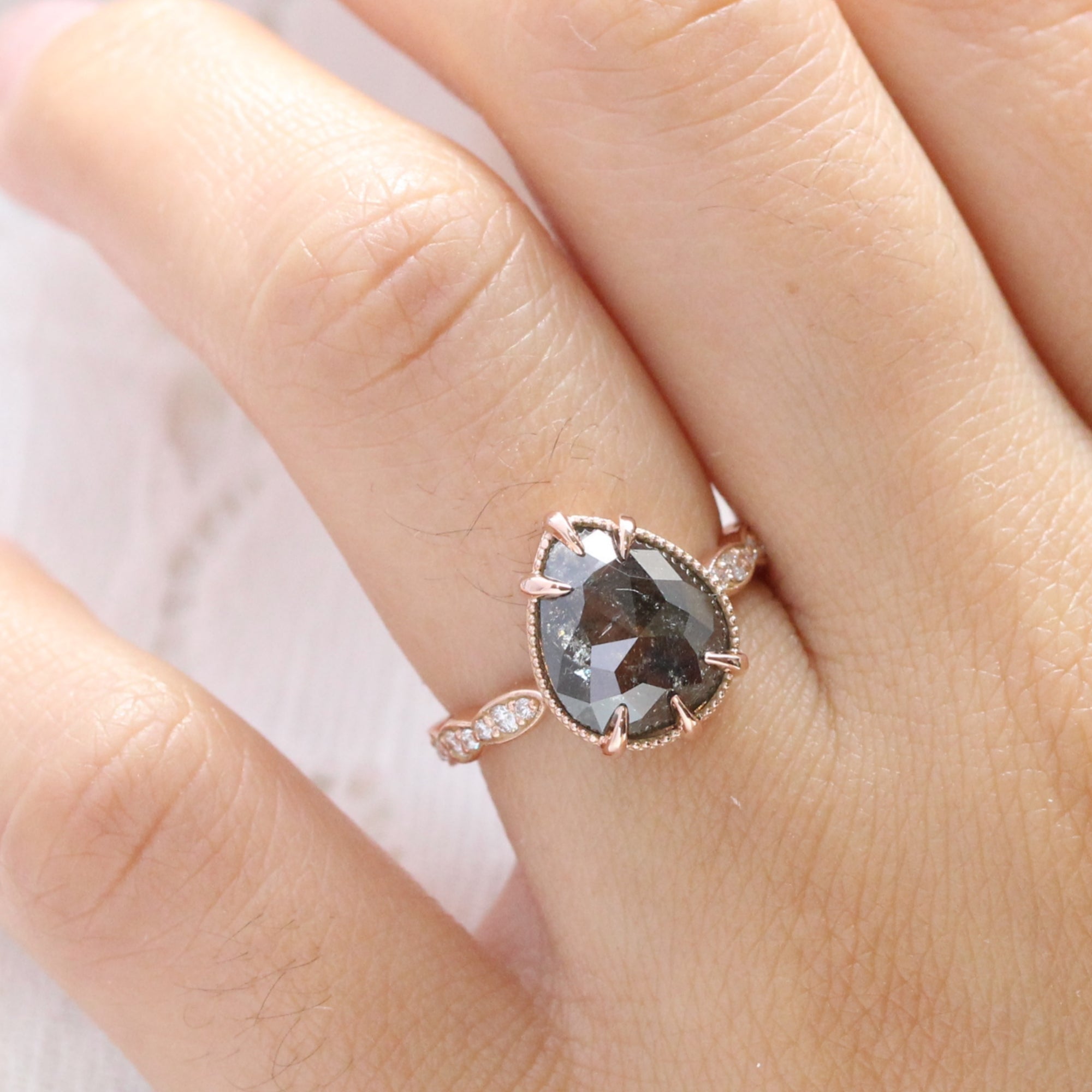 Pear Shaped Carat Salt And Pepper Diamond Aurora Designer Pear