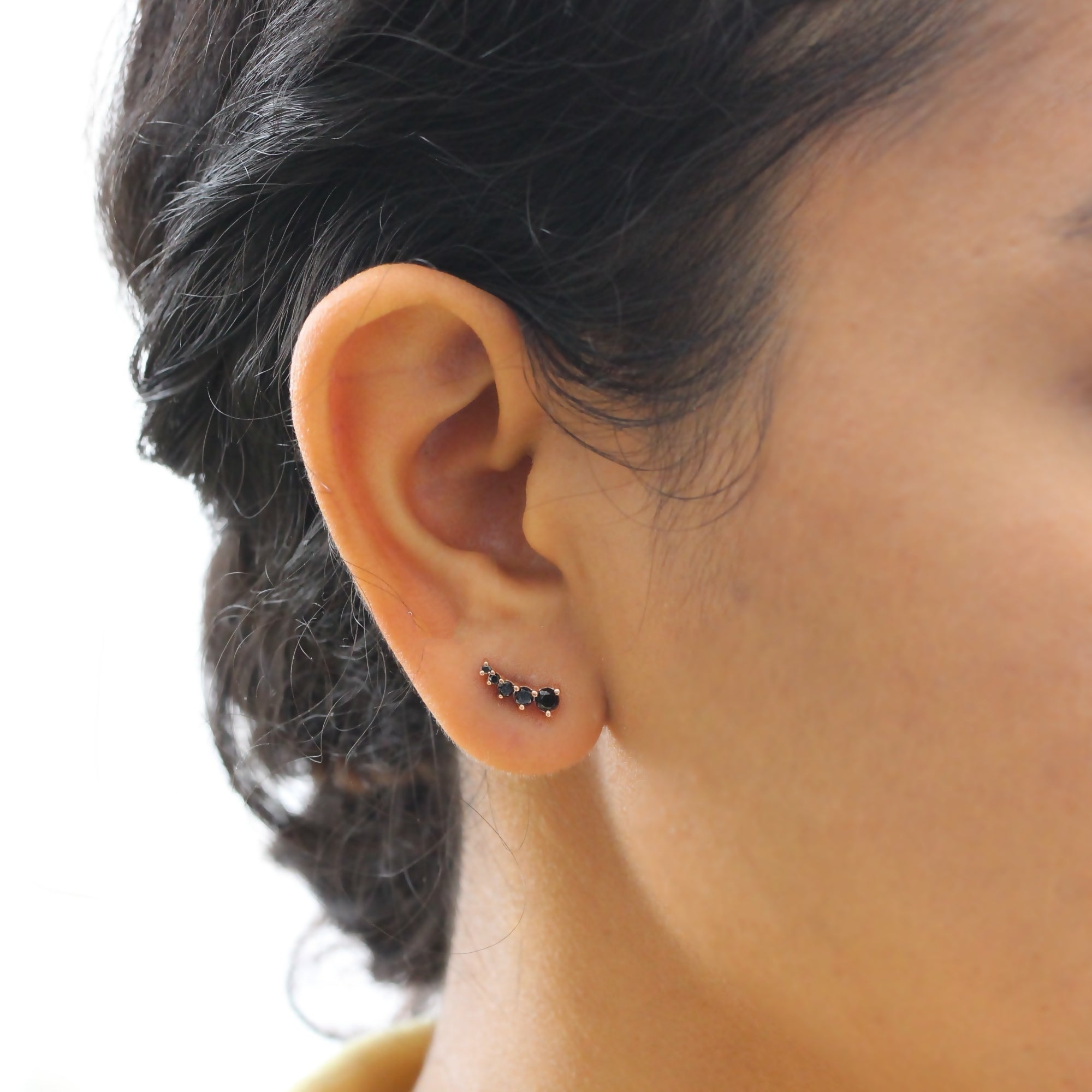 Black diamond stud earrings for women Clearance