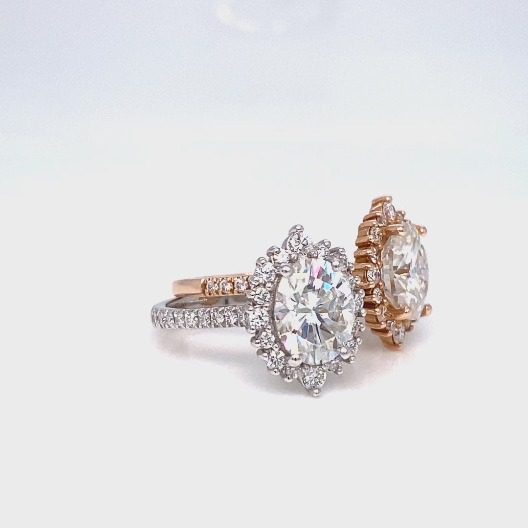 lab diamond ring rose gold halo oval diamond engagement ring La More Design Jewelry
