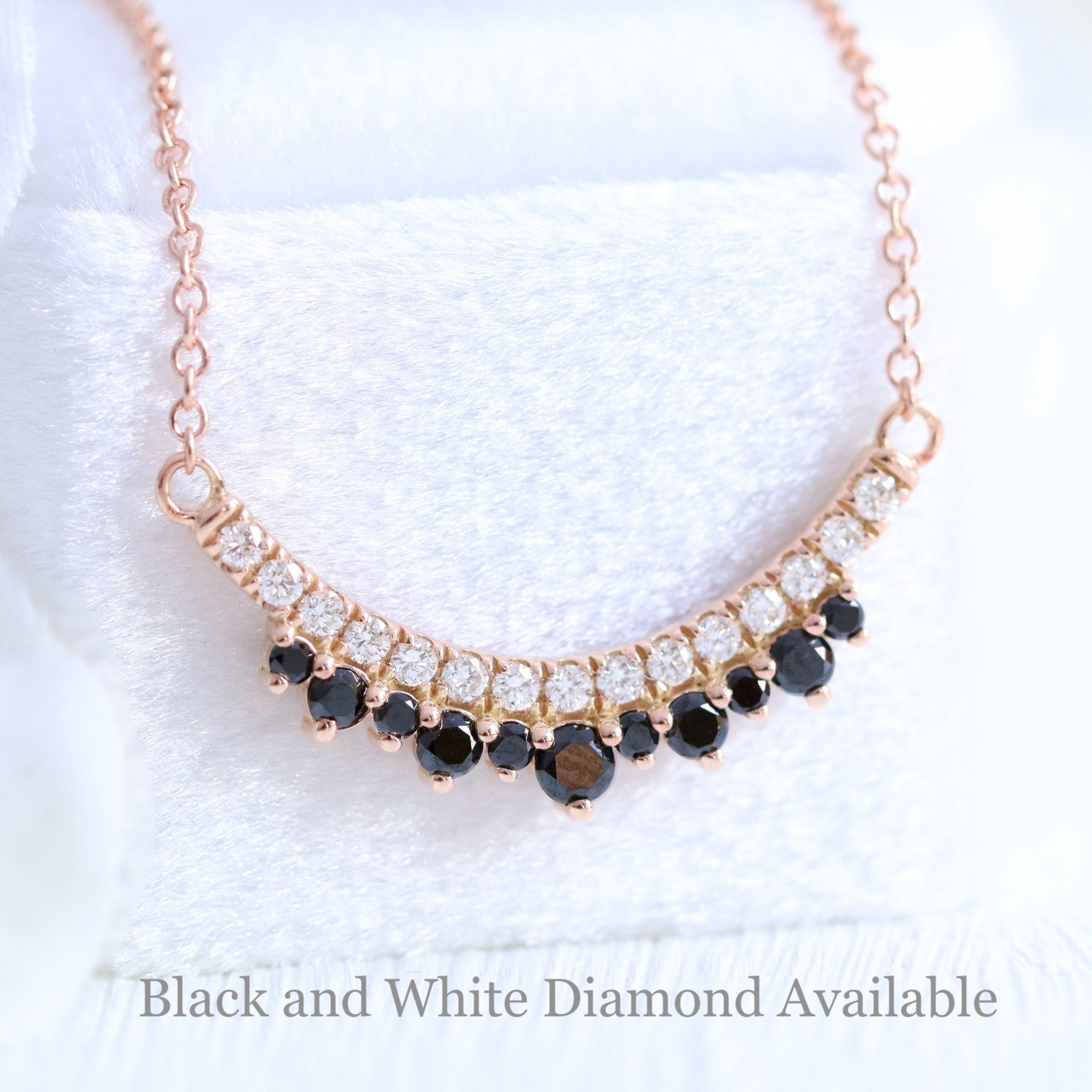 Black and white diamond pendant rose gold crown black diamond necklace la more design jewelry