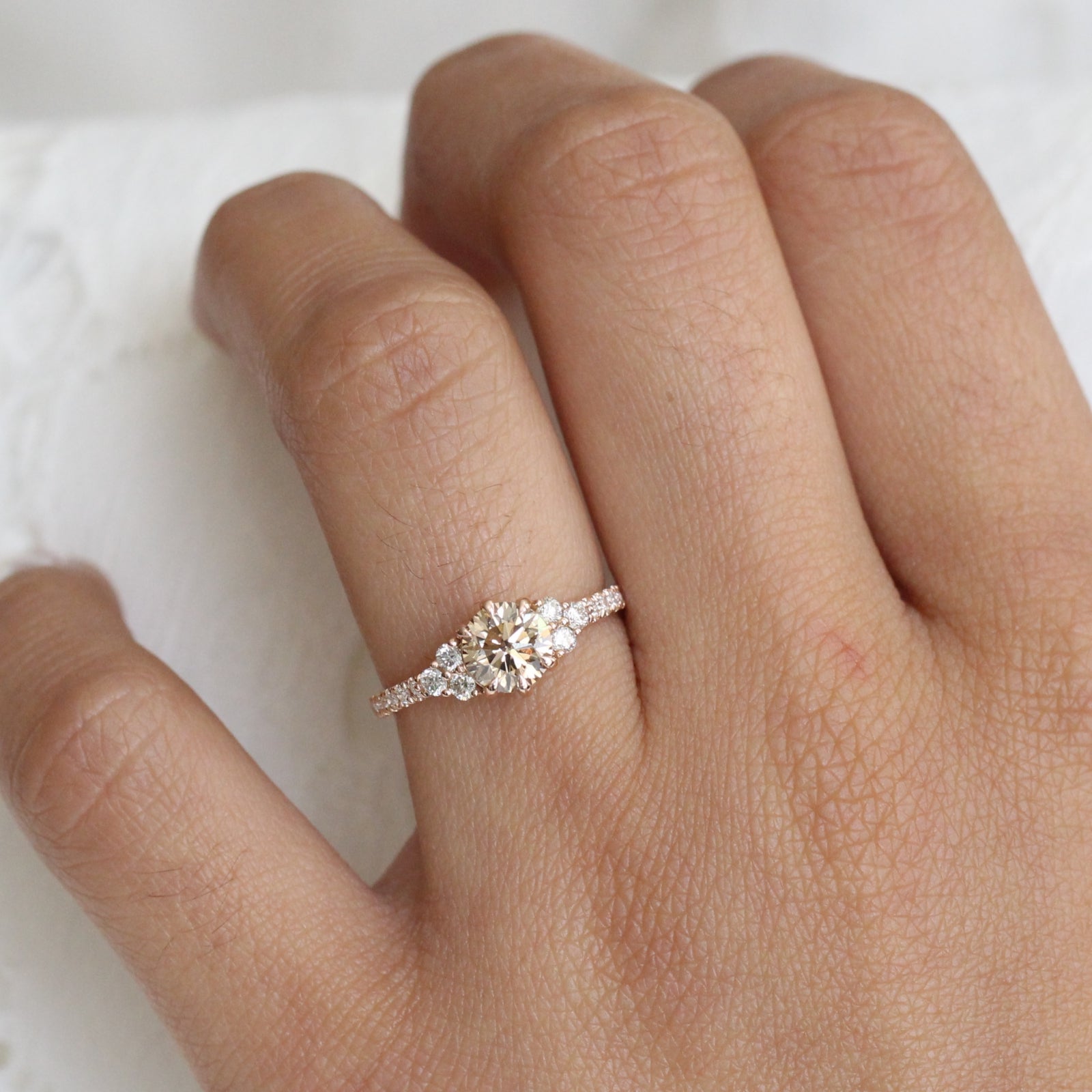 3 stone engagement 2024 ring thin band