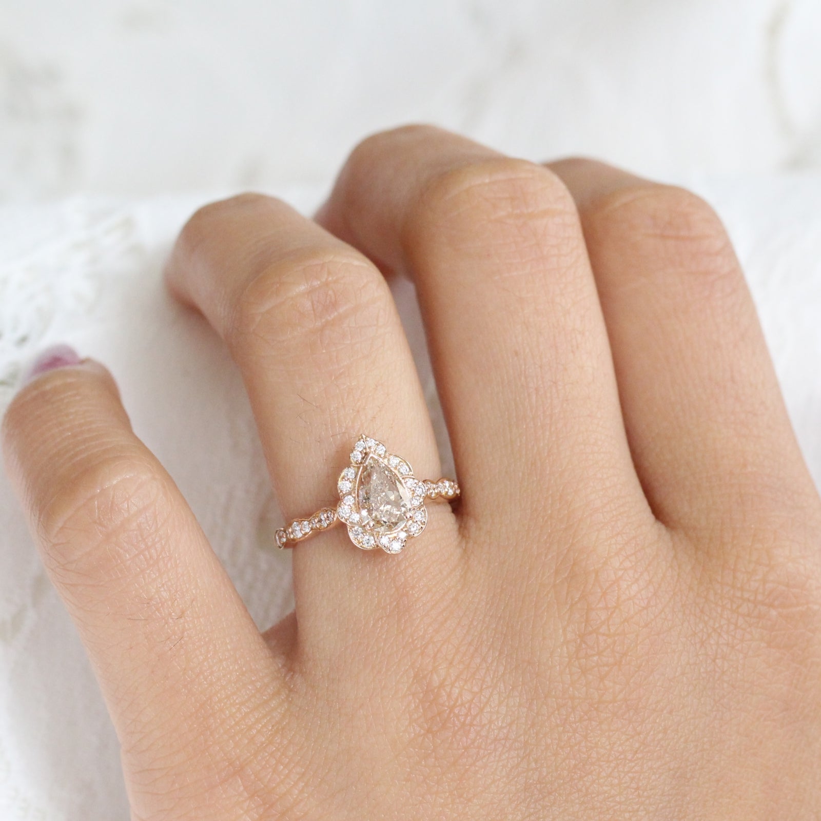 Antique pear discount shaped engagement rings