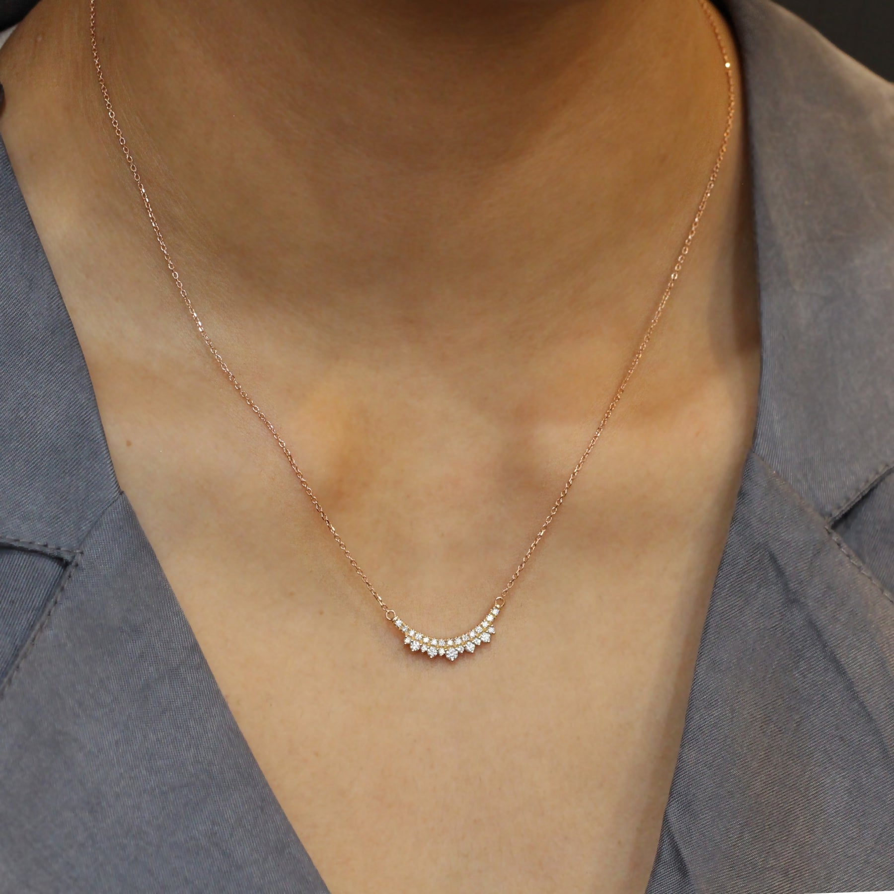 Crown diamond necklace rose gold drop pendant la more design jewelry