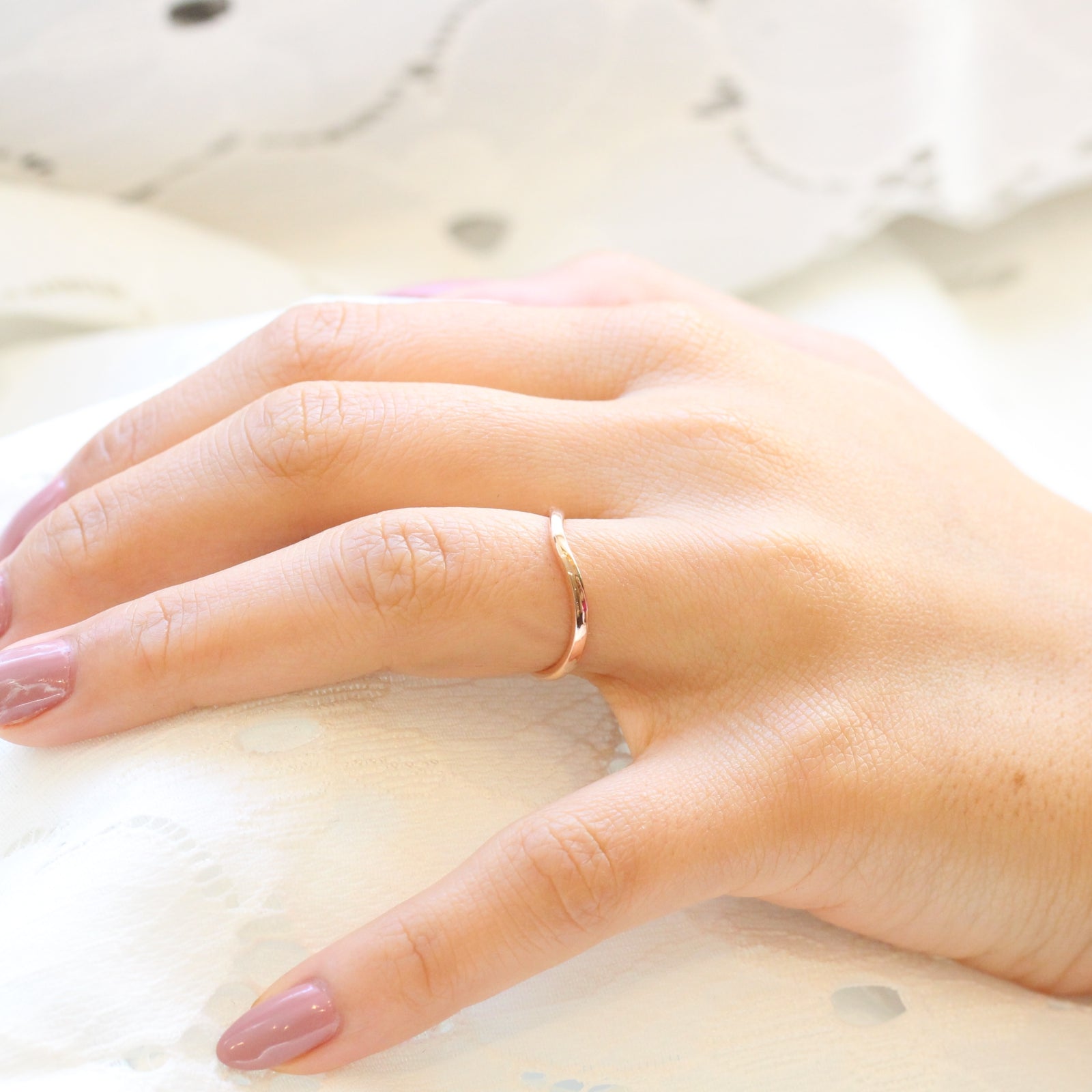 Curved rose gold hotsell band