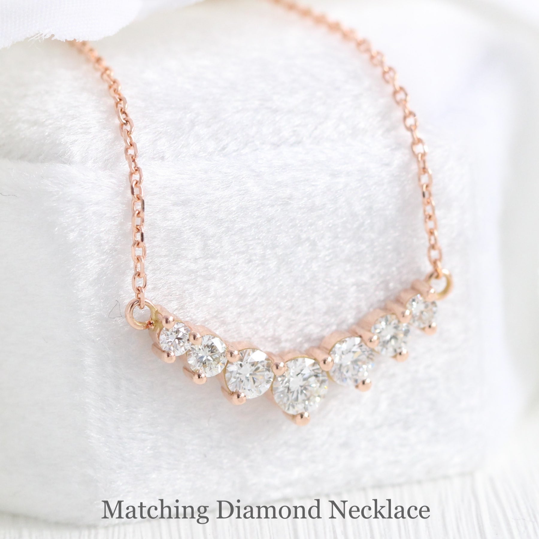 Large 7 diamond necklace rose gold drop pendant la more design jewelry