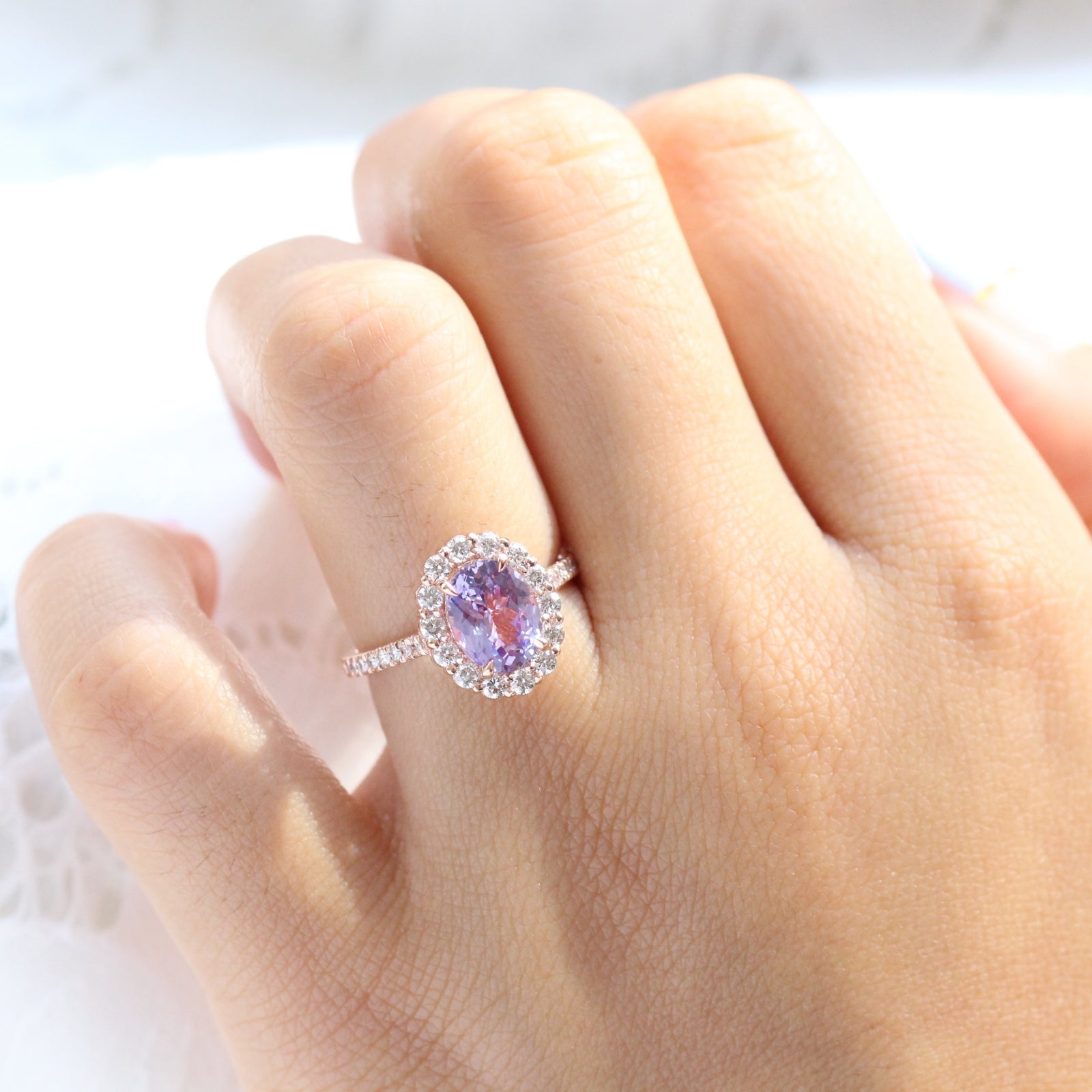 Lilac sapphire clearance engagement rings