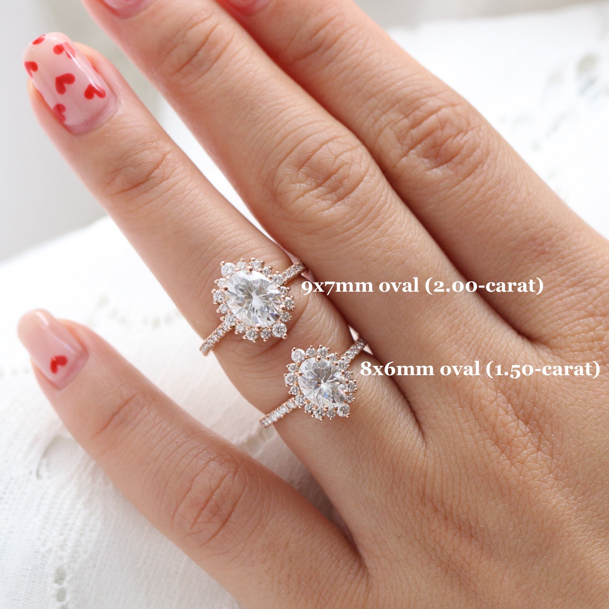Large oval moissanite ring rose gold halo diamond ring la more design jewelry