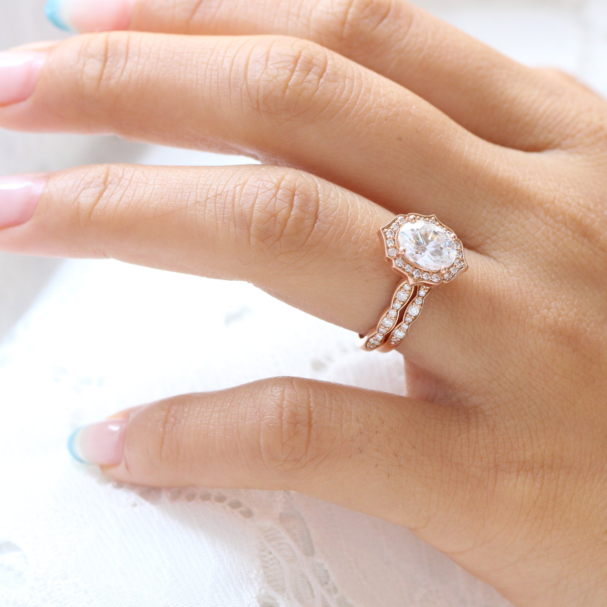 Stacked diamond wedding bands top