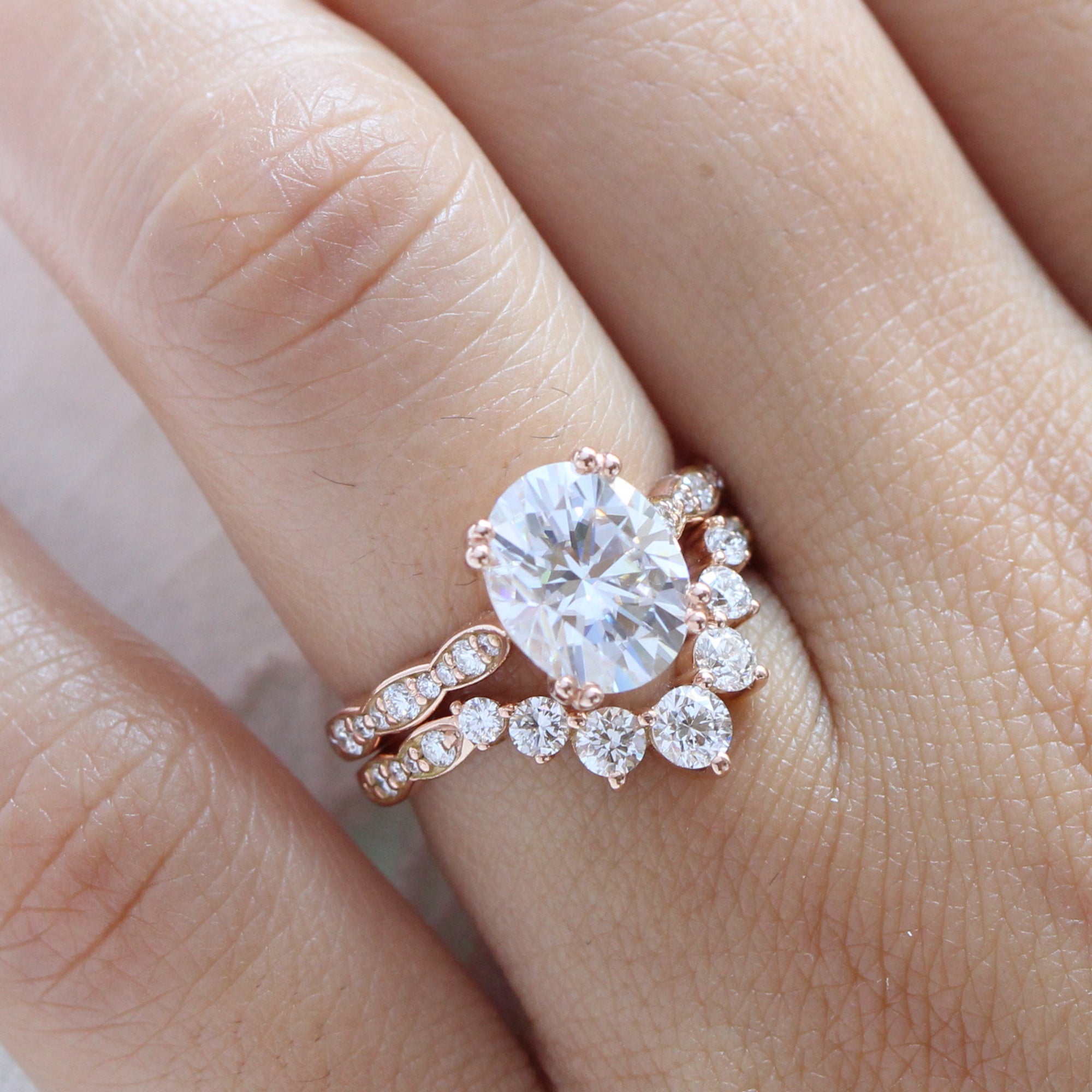 Large Moissanite Ring U Diamond Wedding Bridal Set La More Design