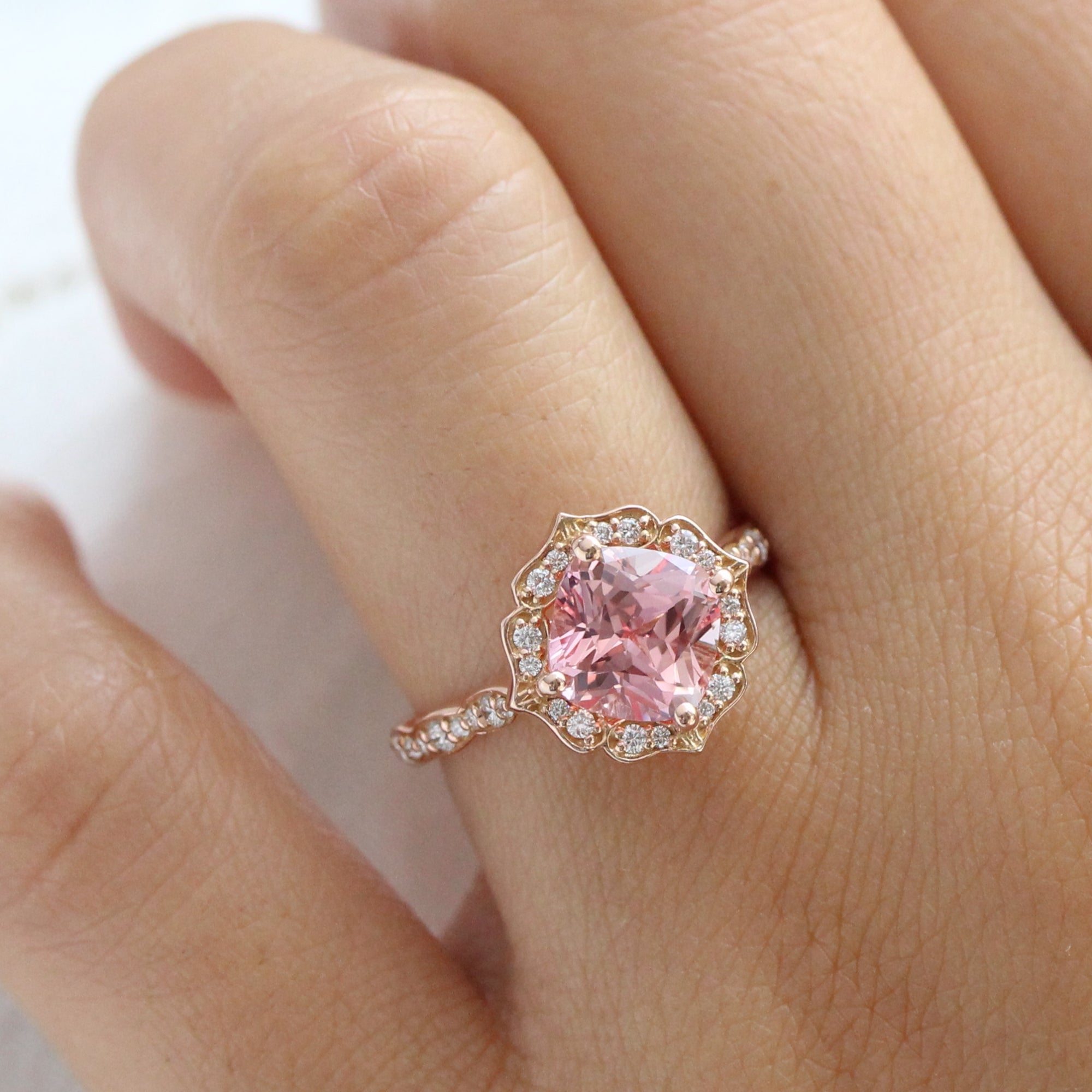 Pink Gold Rose Engagement Ring - Jewelry Designs