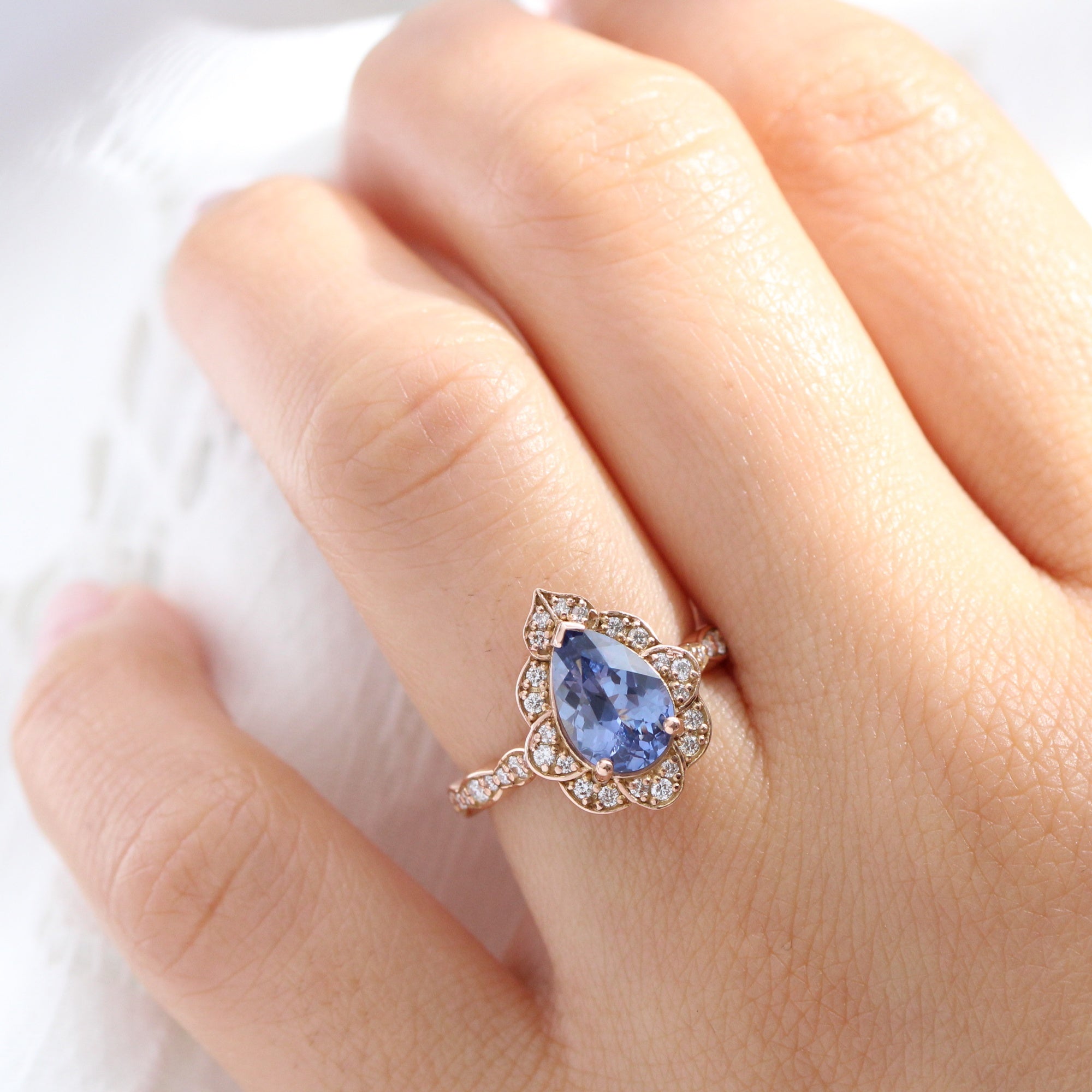 Large blue sapphire ring top