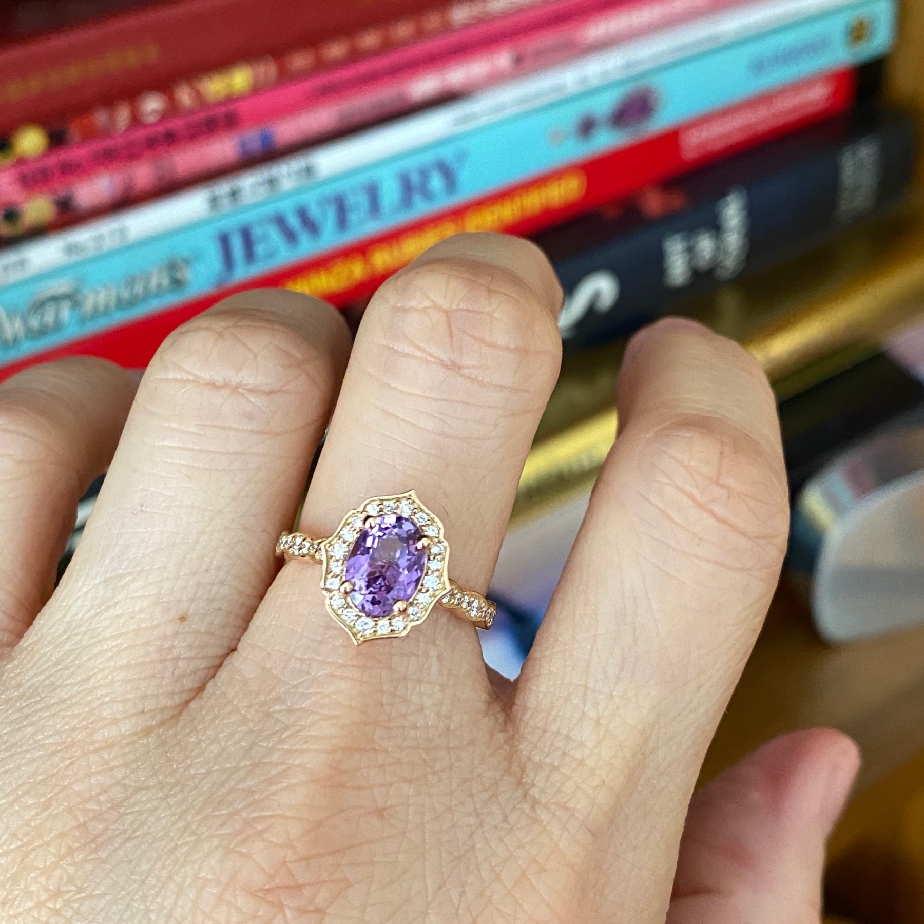 Purple gemstone shop engagement rings