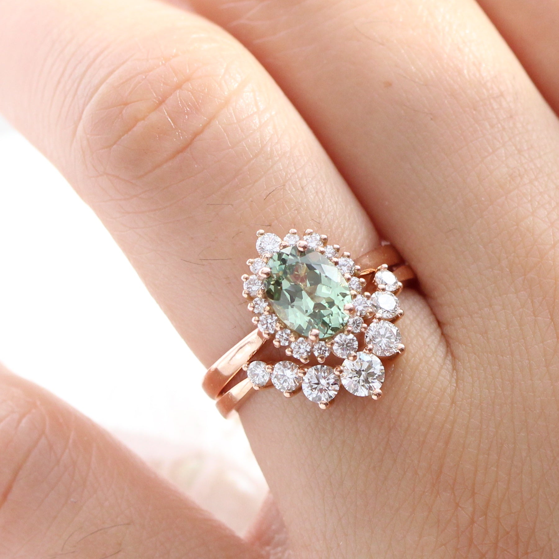 Peacock green sapphire ring sales