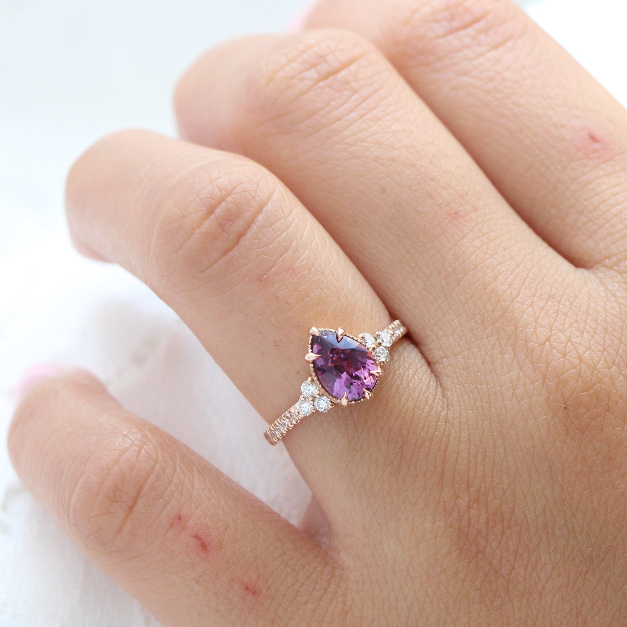 Pink teardrop engagement discount ring