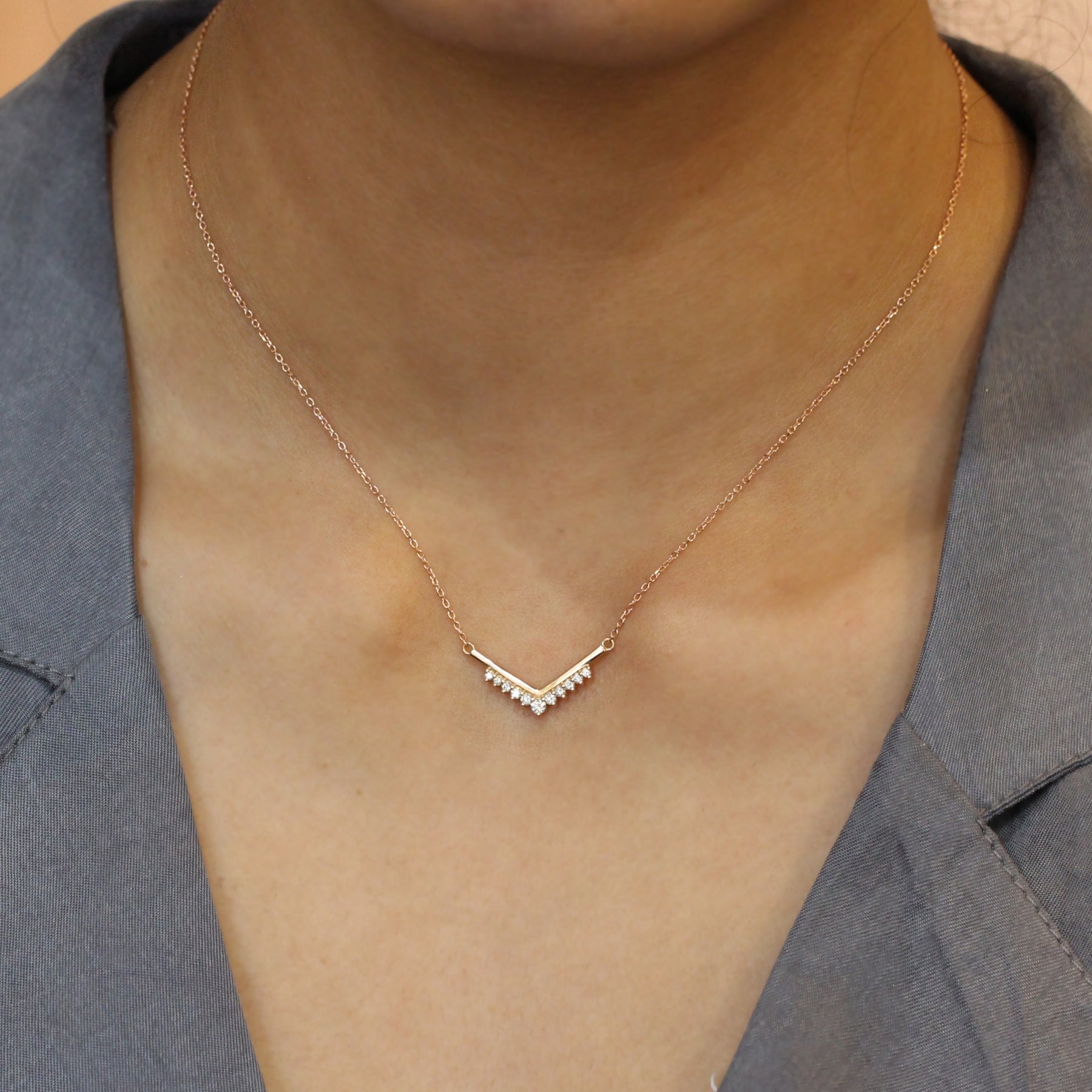 Tiara Diamond V Shaped Layering Necklaces