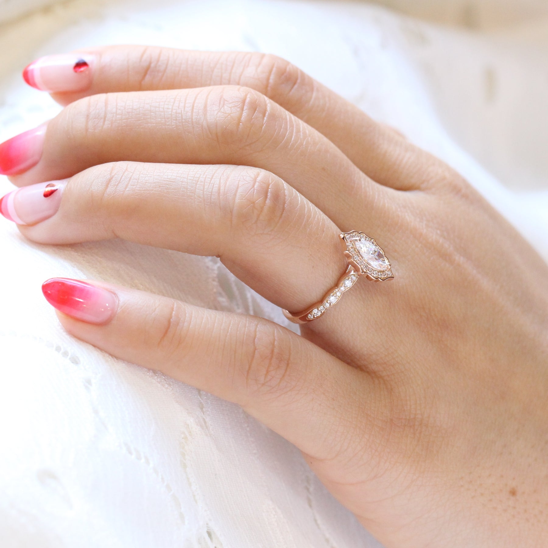 Rose gold new arrivals marquise solitaire