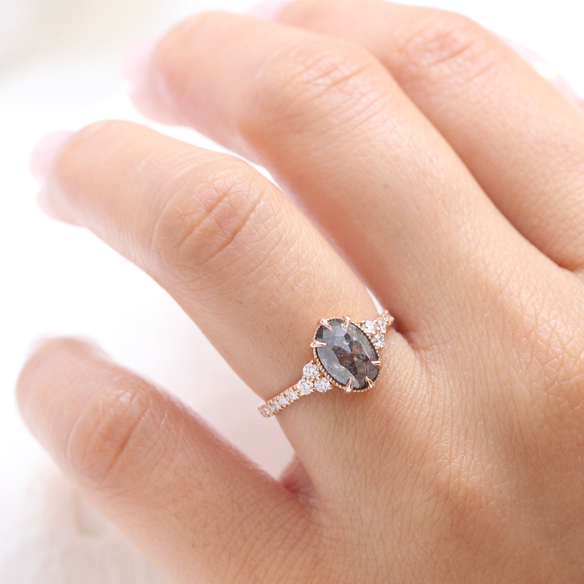 Salt and sales pepper oval diamond