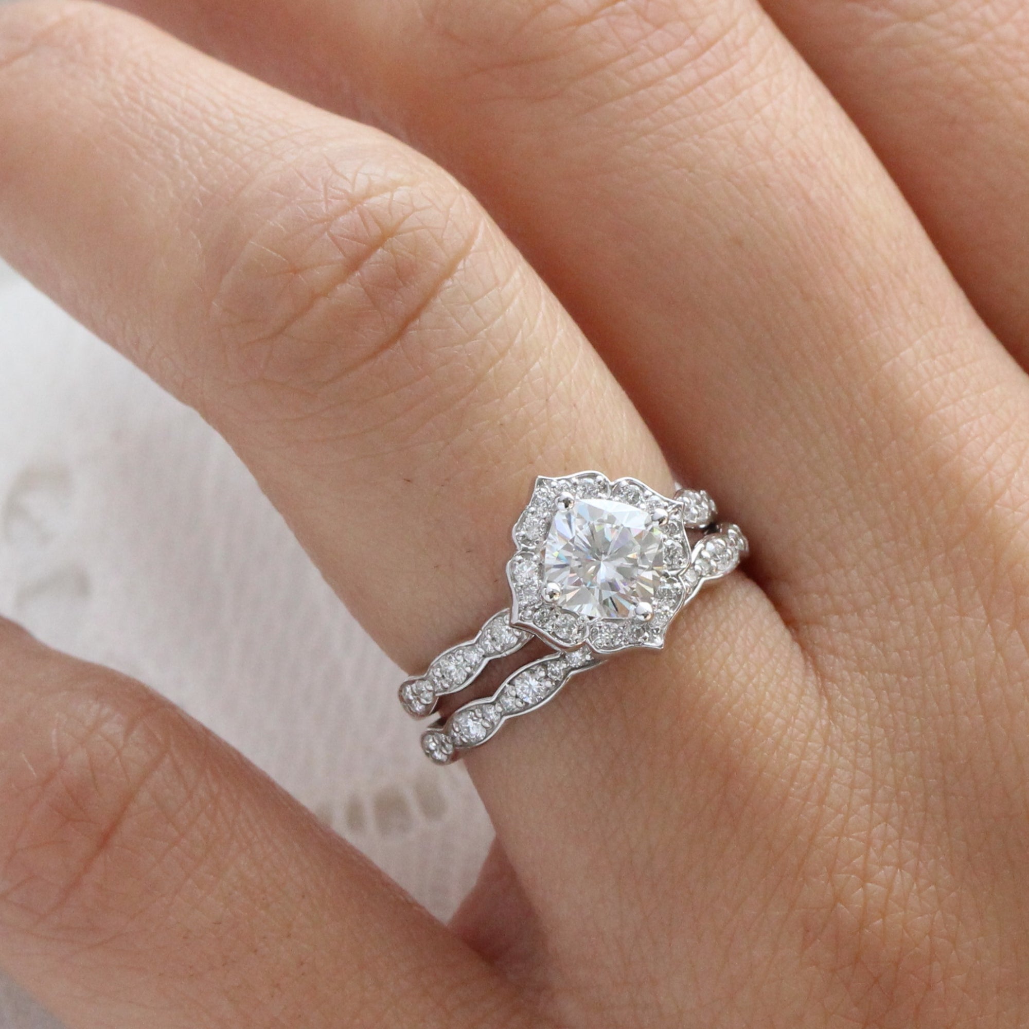 Vintage wedding cheap ring set