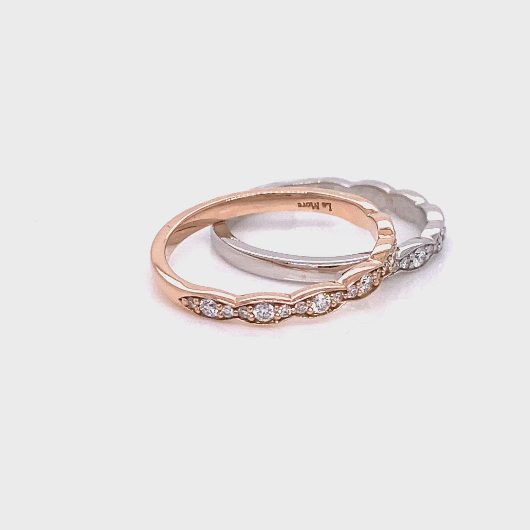 Scalloped diamond wedding ring rose gold half eternity band by la more design jewelry