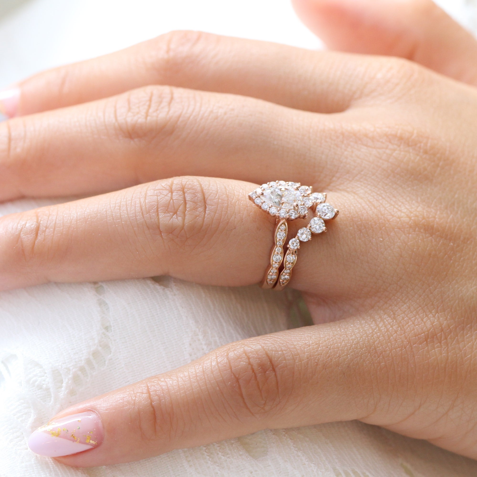 Pear Moissanite Engagement Ring Rose Gold Large Diamond Wedding