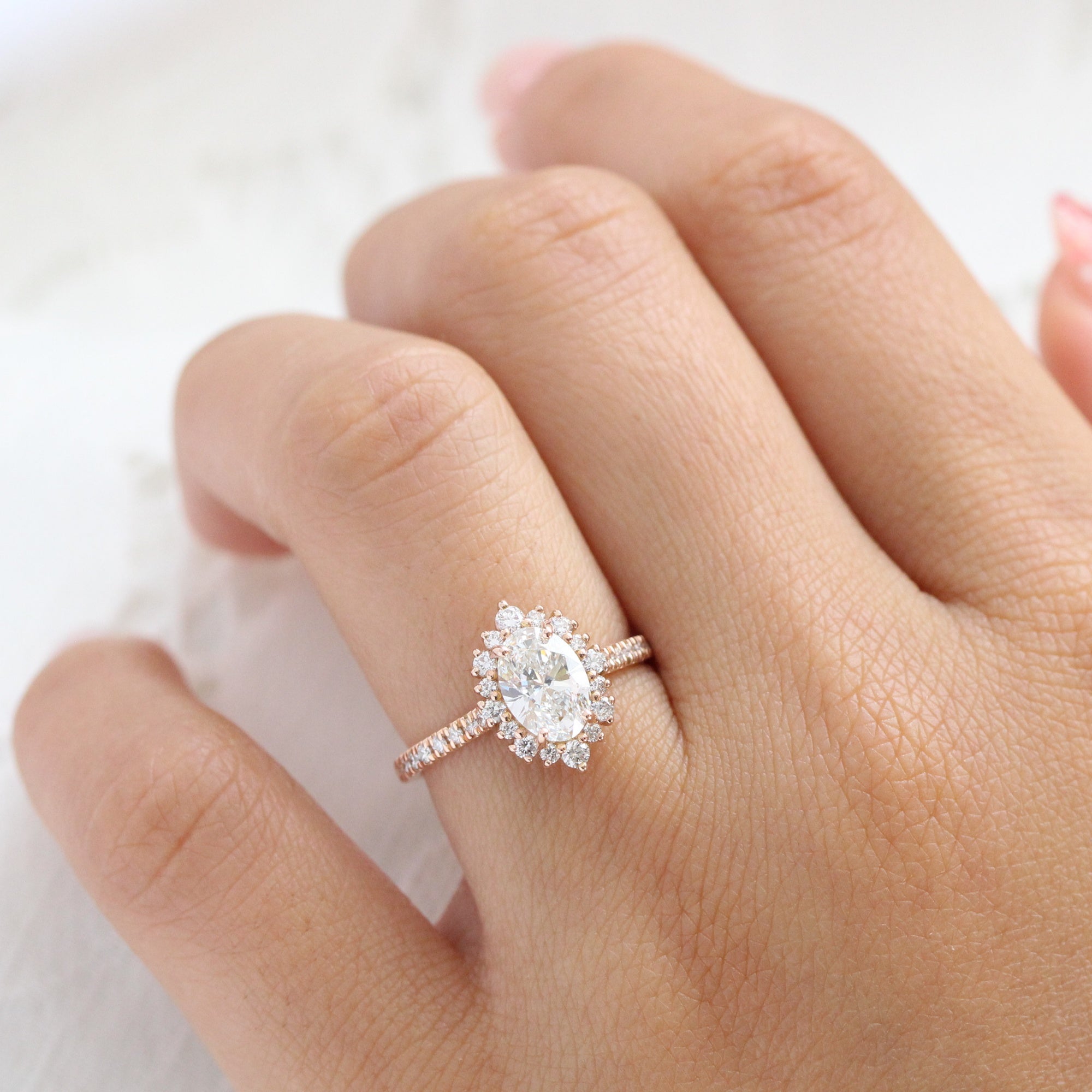 Classic Oval Halo Lab Grown Diamond Engagement Ring