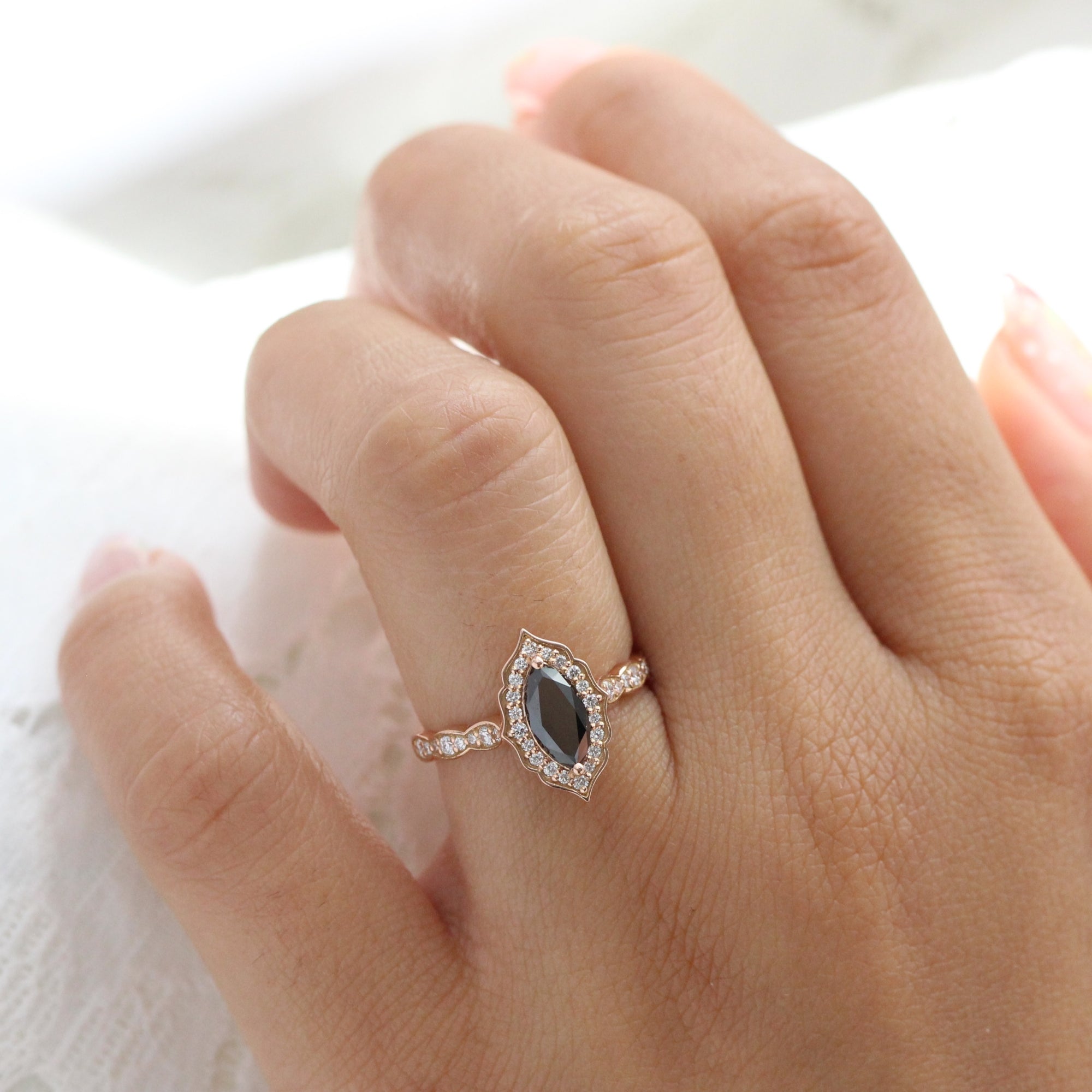 Black marquise outlet diamond ring