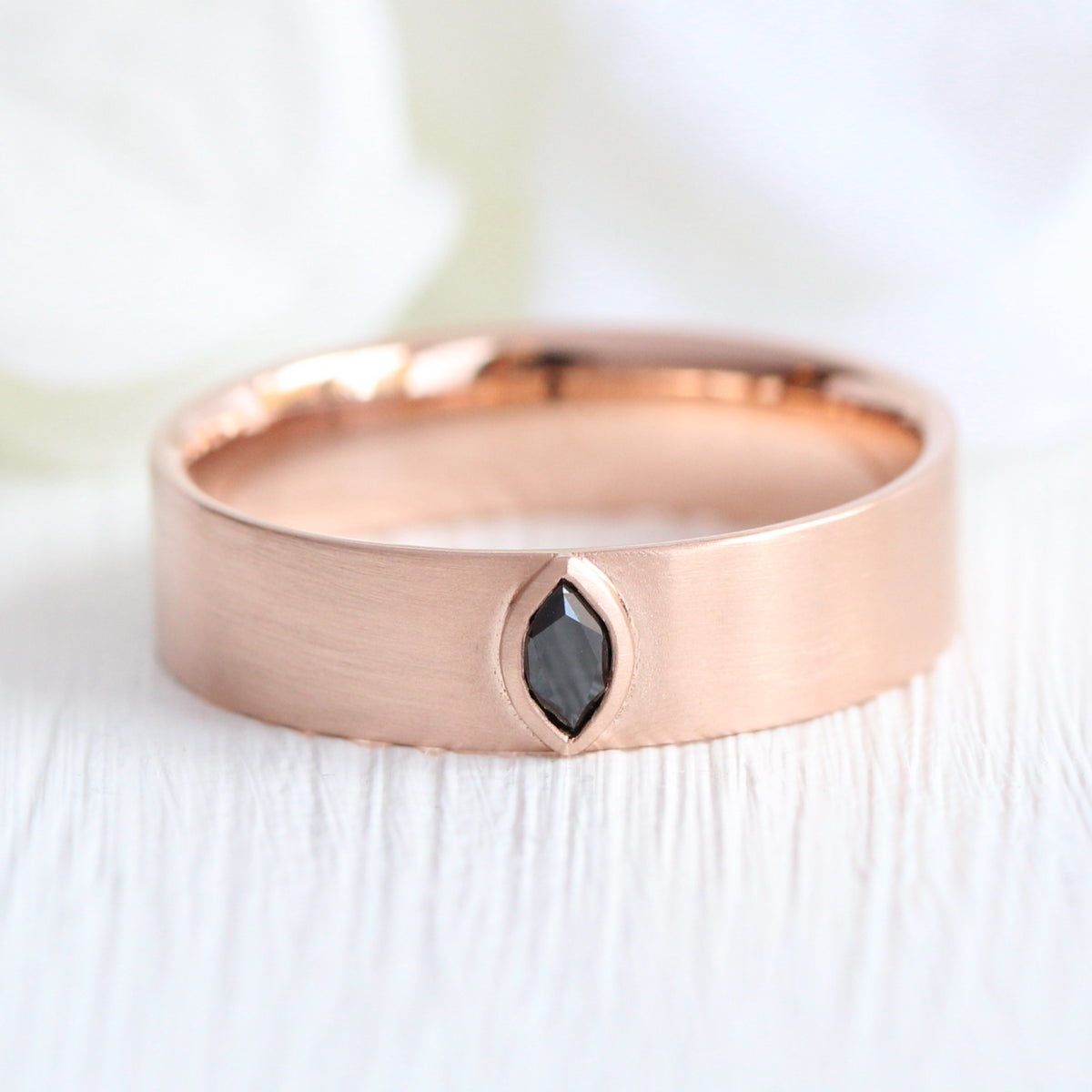 marquise black diamond ring rose gold black diamond wide wedding band for him la more design jewelry