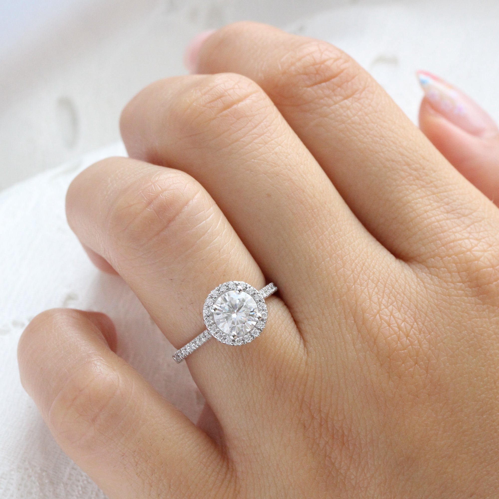 Halo around ring diamond Clearance