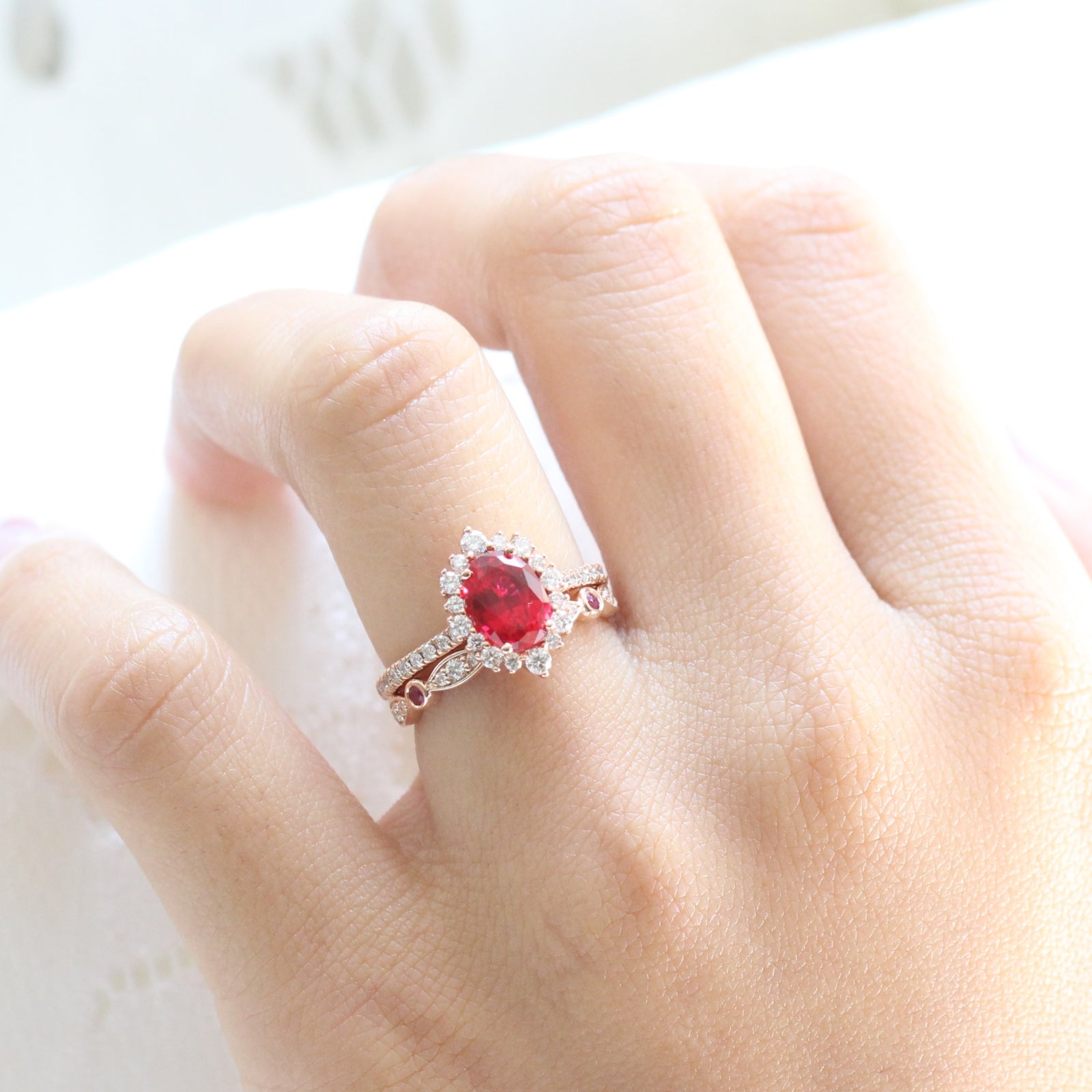 Ruby and discount diamond band ring