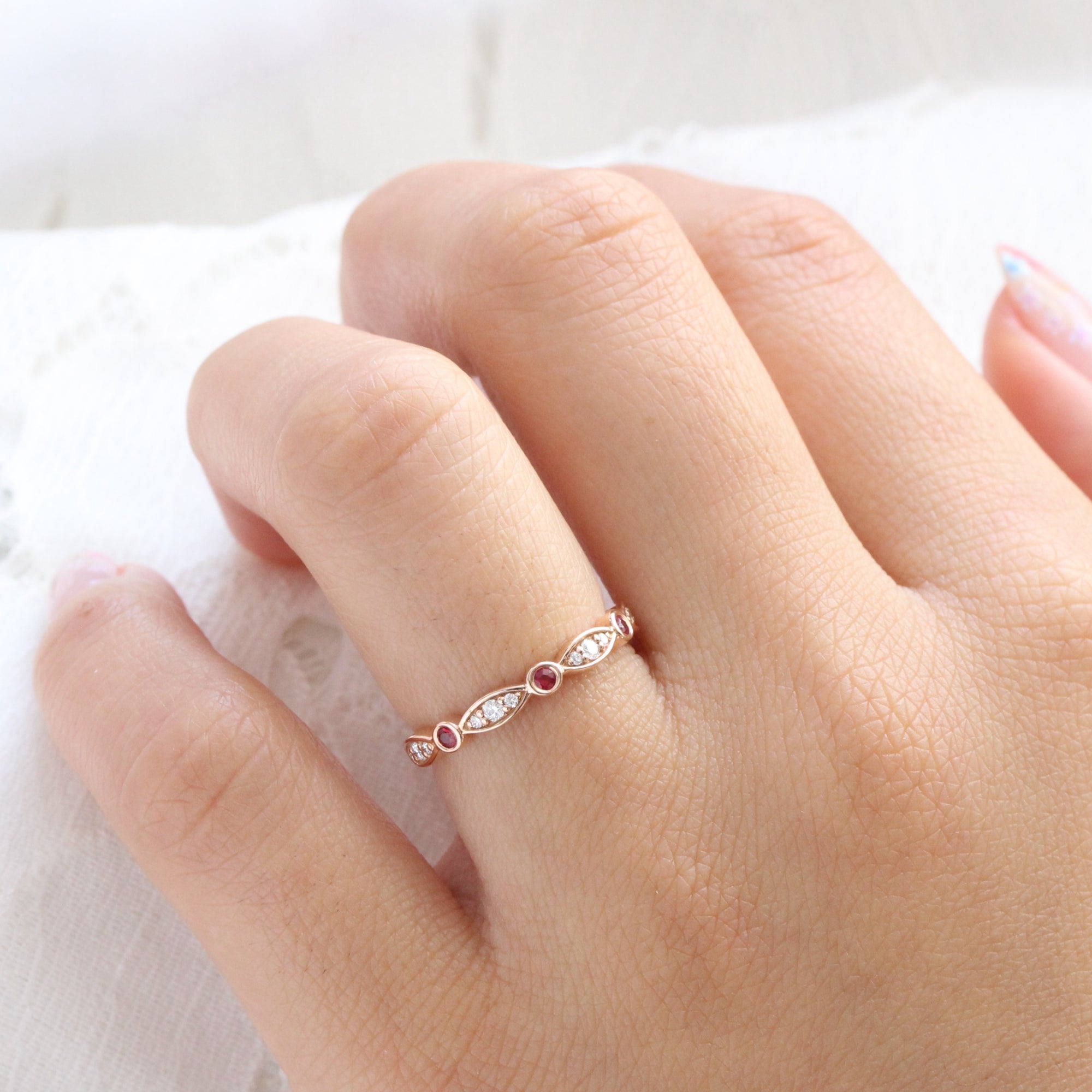 Ruby and diamond eternity ring Clearance