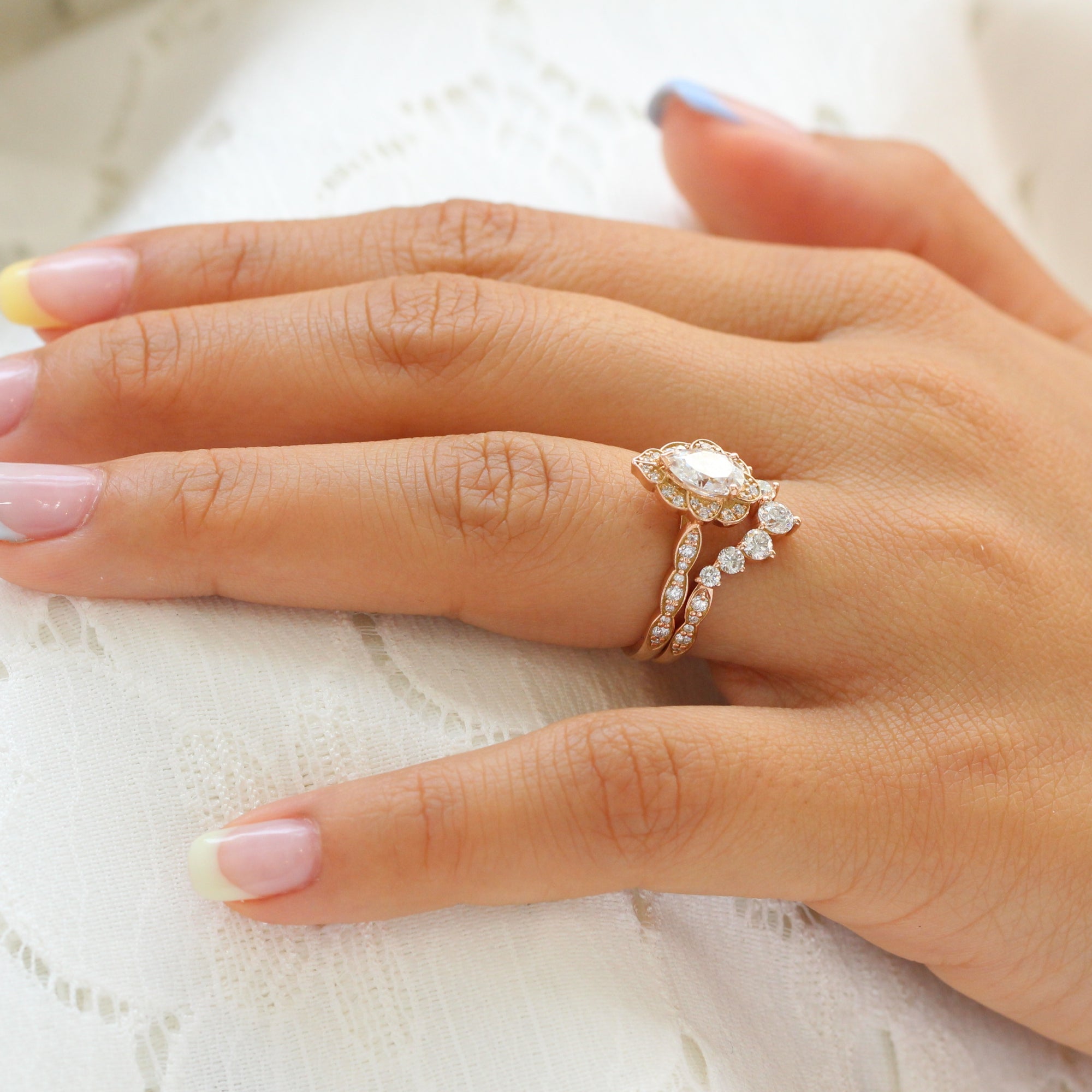 Curved wedding band for cushion cut hot sale