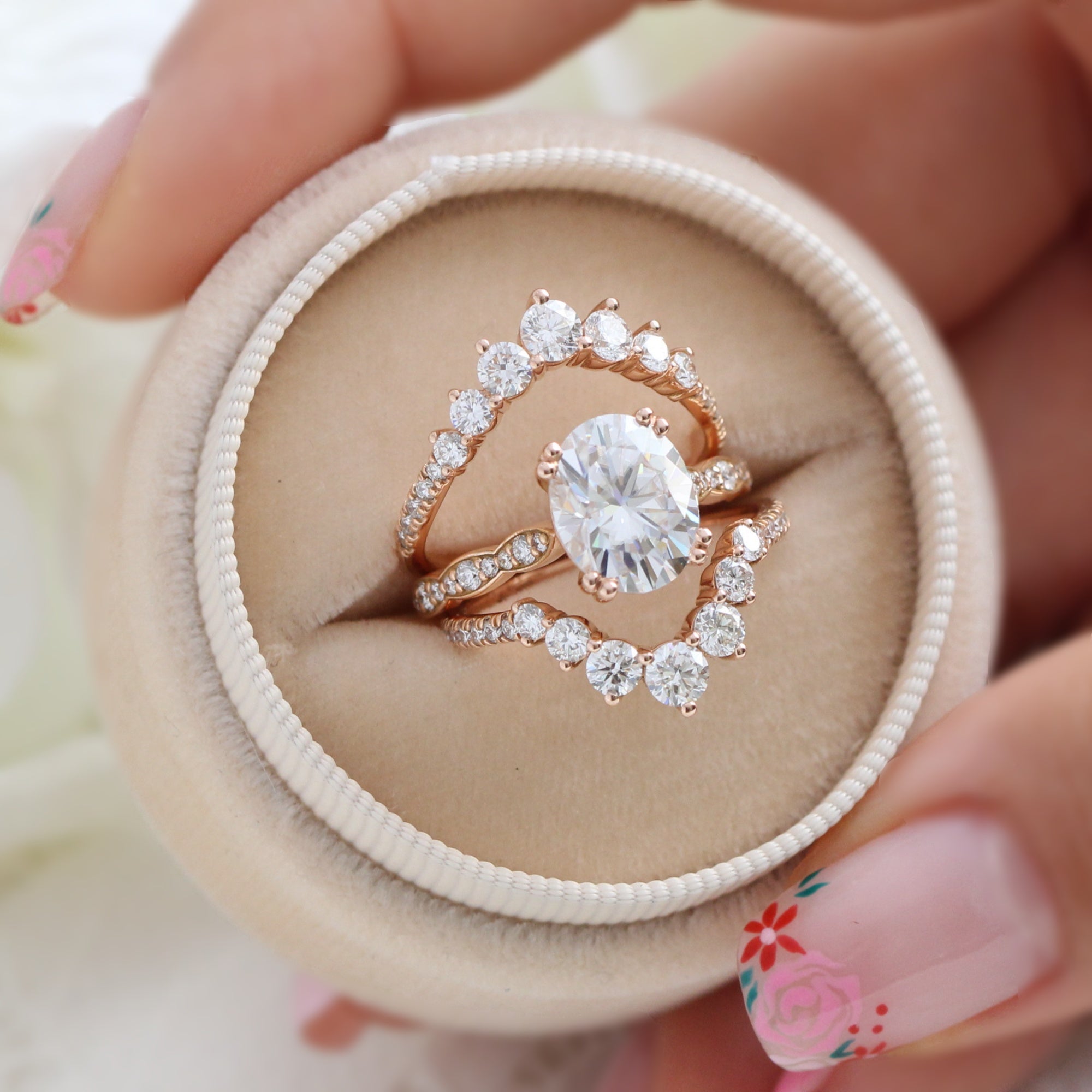 rose gold engagement rings and bridal wedding sets in 14k vs 18k rose gold by La More Design Jewelry