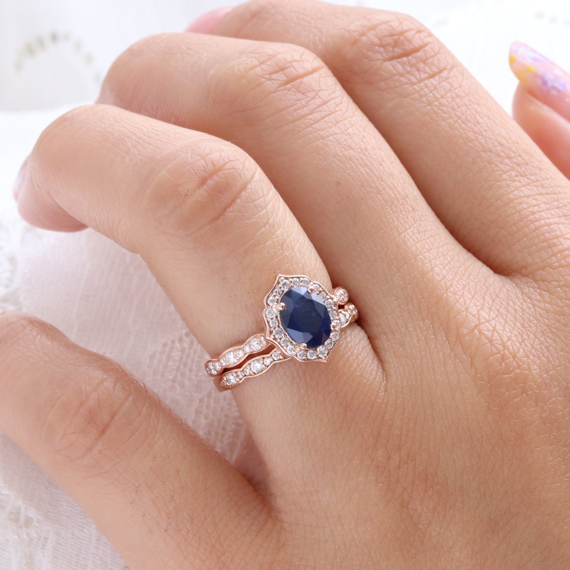 Australian dark blue sapphire ring rose gold oval blue sapphire diamond engagement ring la more design jewelry