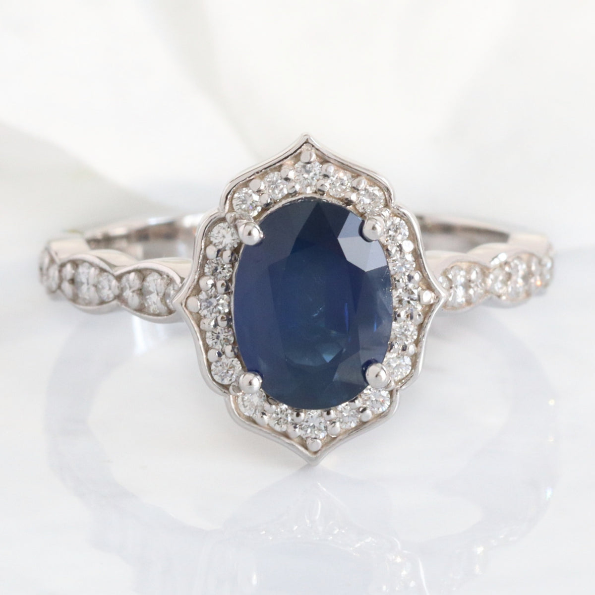 Australian dark blue sapphire ring white gold oval blue sapphire diamond engagement ring la more design jewelry