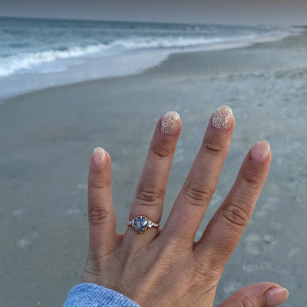 La More Design reviews, testimonials from lamoredesign jewelry happy customers, salt and pepper diamond engagement ring stack