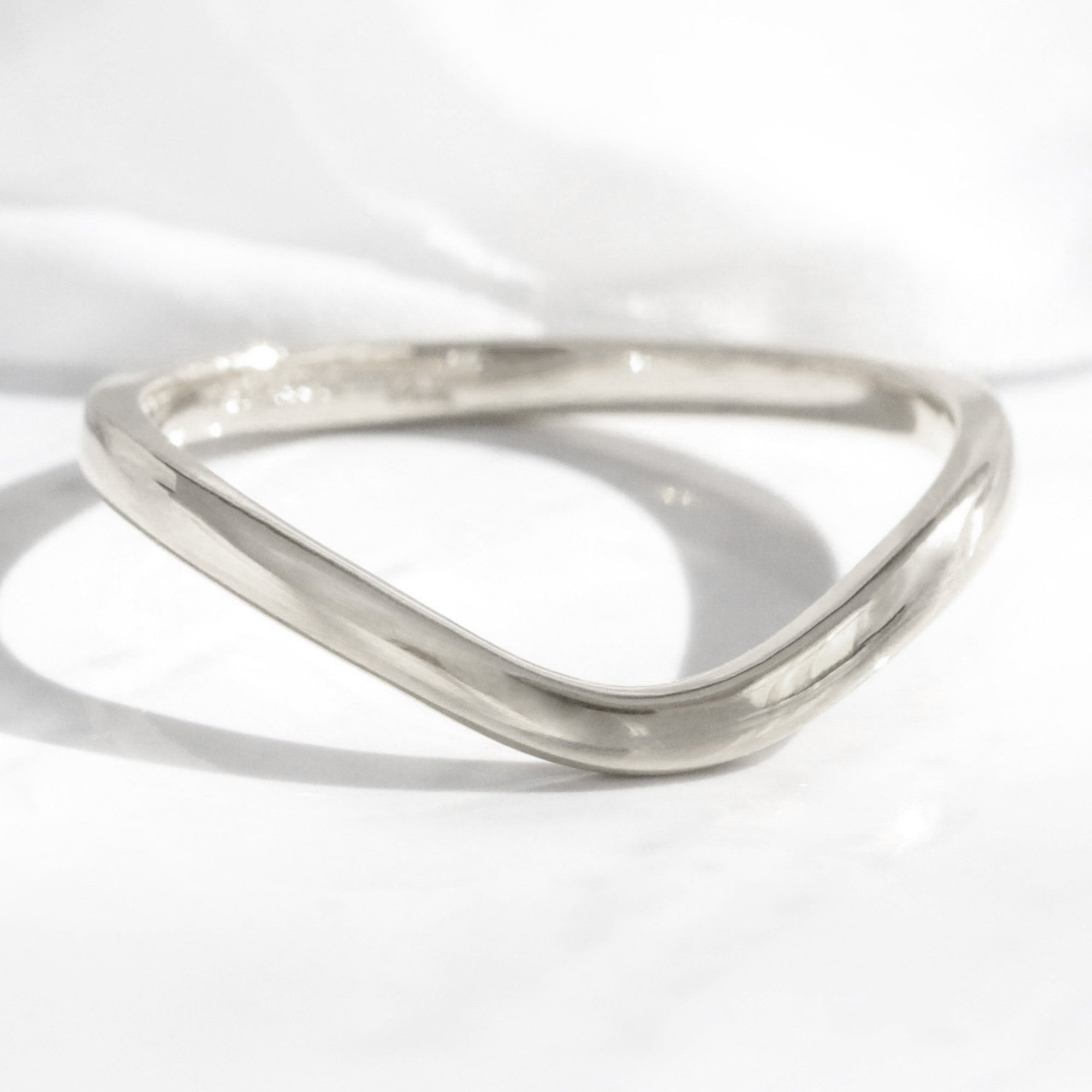 Curved plain wedding band white gold contour wedding ring la more design jewelry