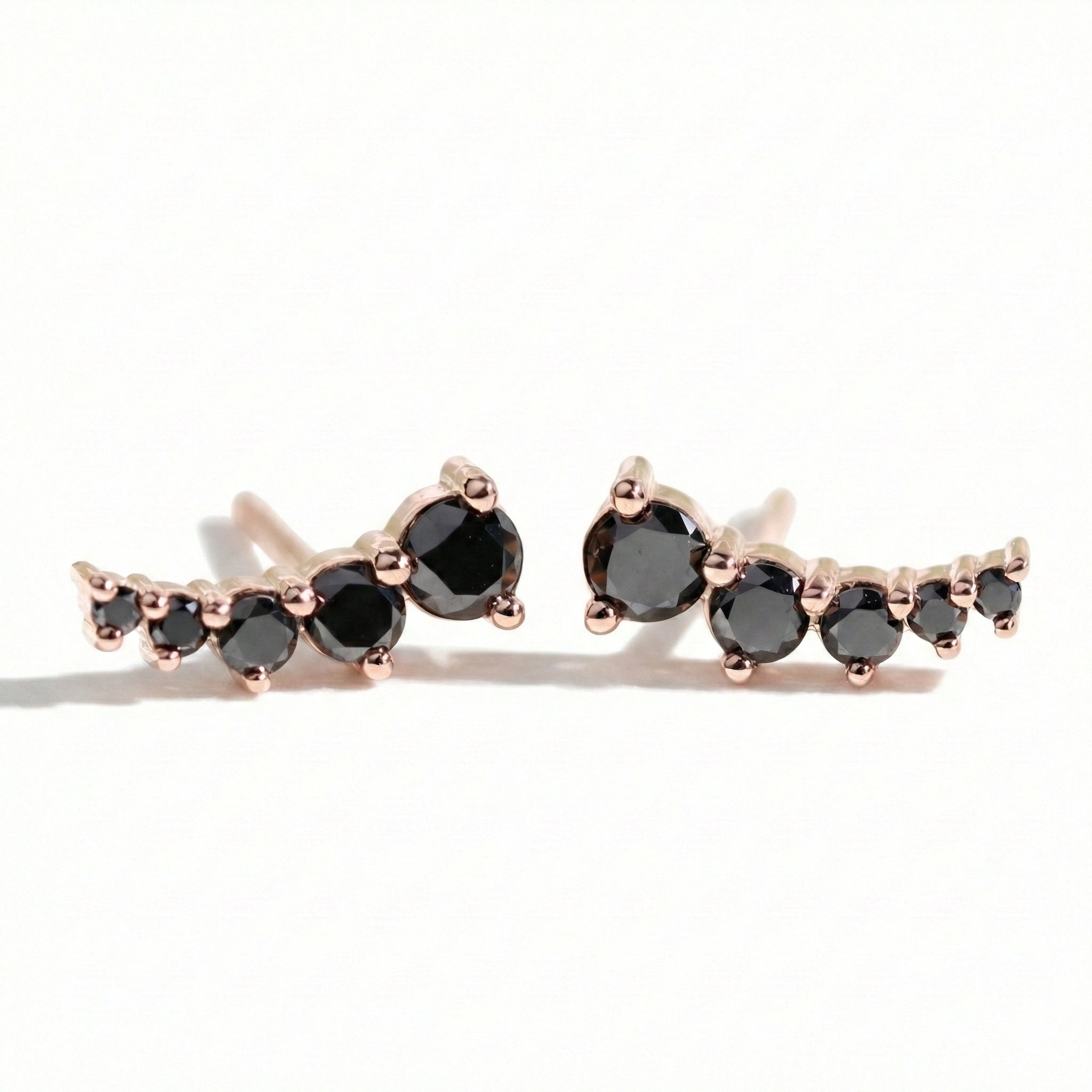 Black diamond earrings studs rose gold crawler smile diamond earrings la more design jewelry