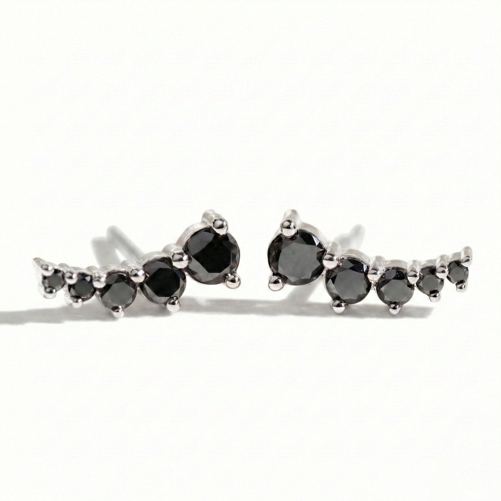 Black diamond earrings studs white gold crawler smile diamond earrings la more design jewelry