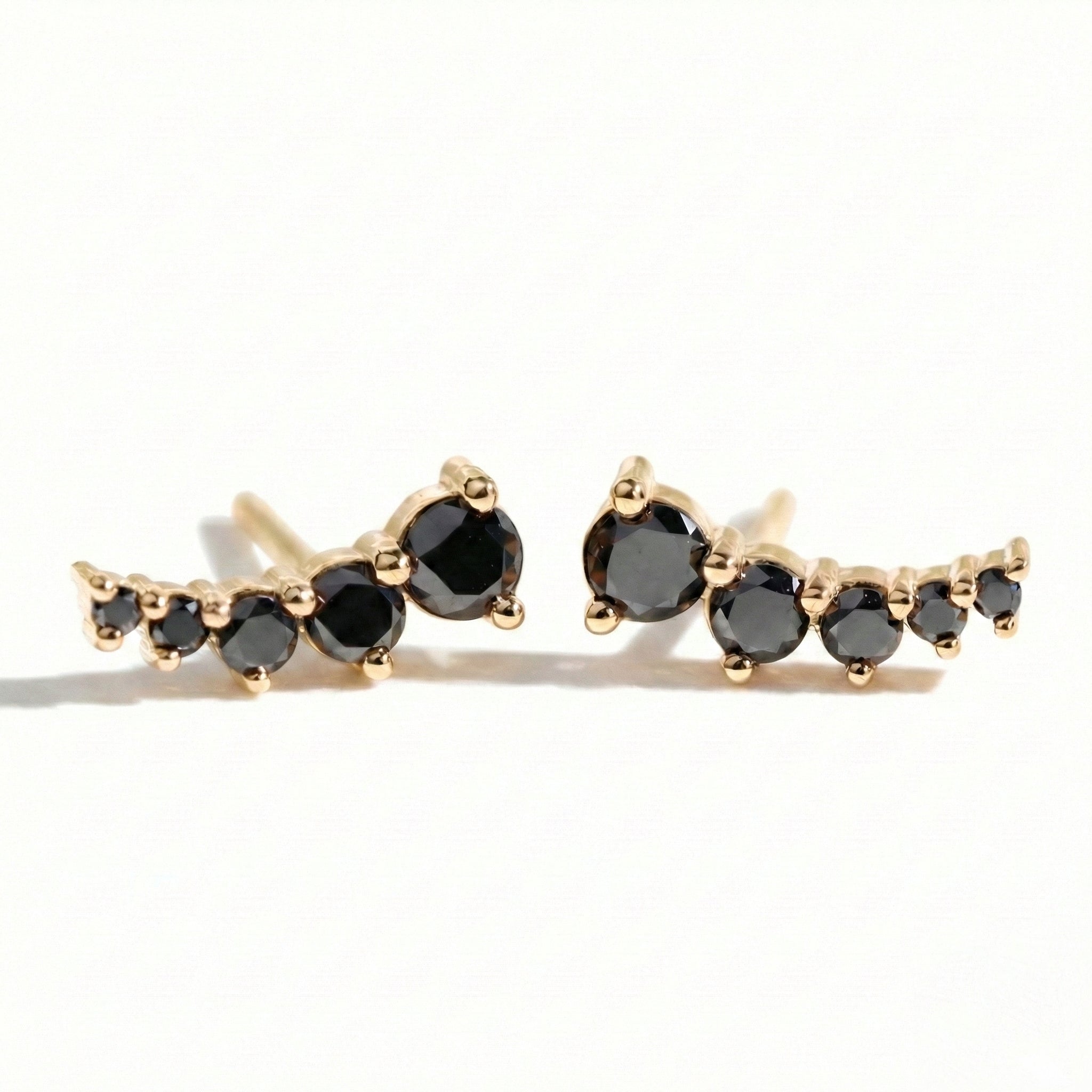 Black diamond earrings studs yellow gold crawler smile diamond earrings la more design jewelry